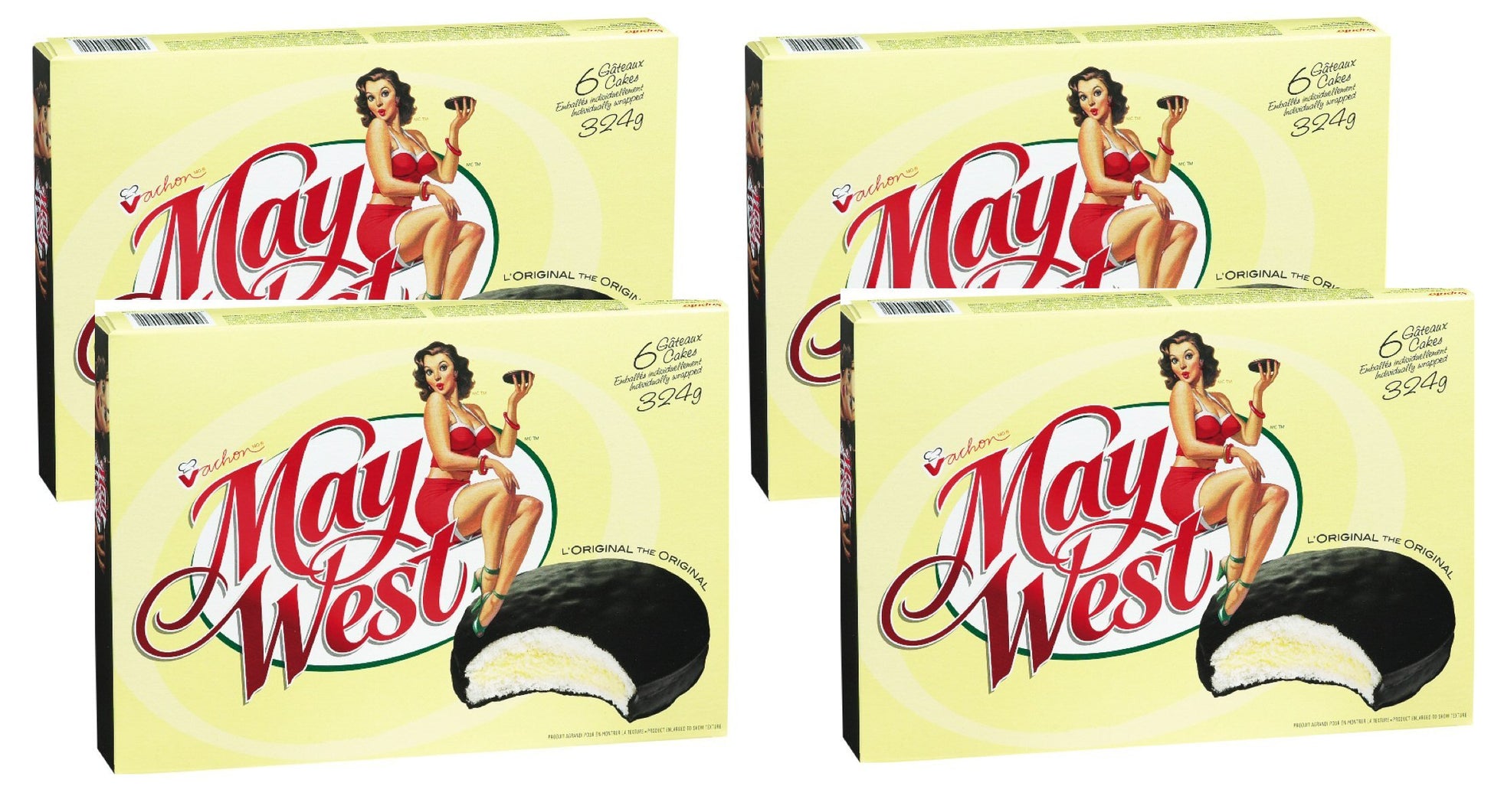 (4 Box) 6 Cakes Vachon the Original May West Cakes 324 grams Each - Canadian
