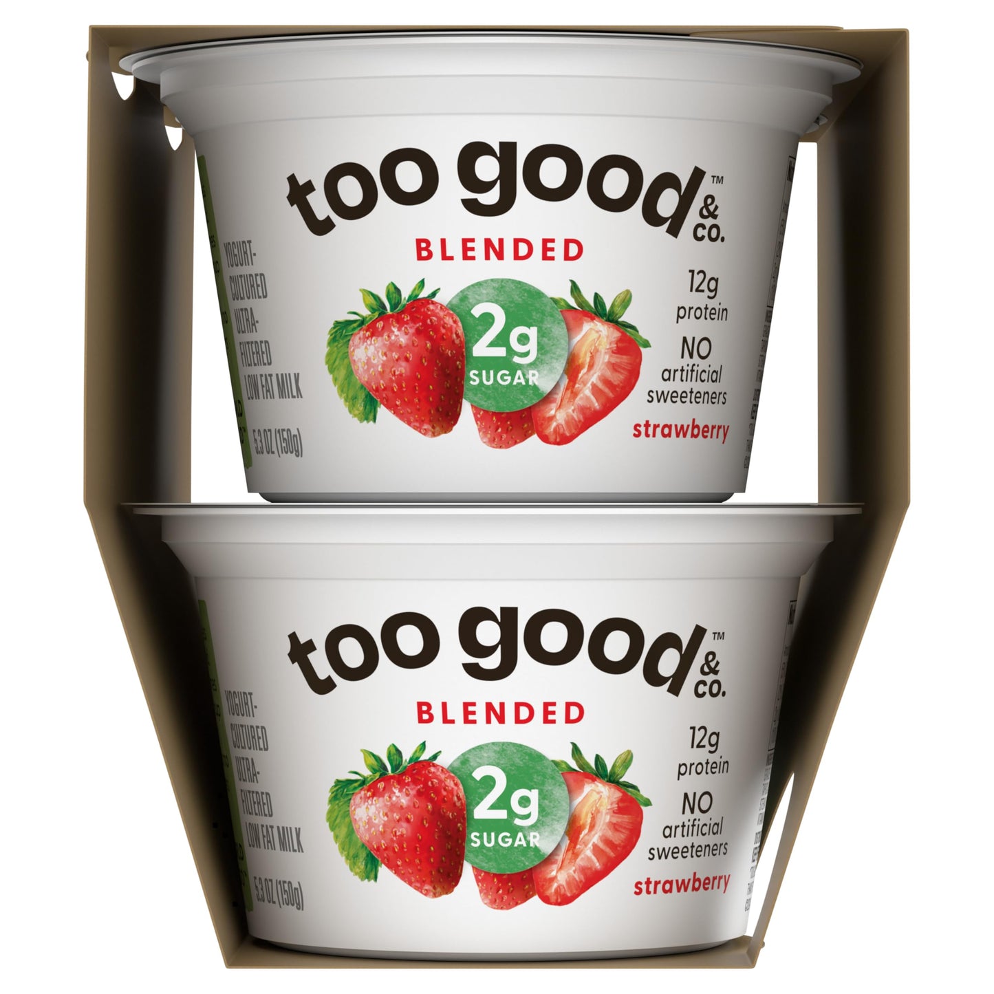 Too Good & Co. Strawberry Flavored Greek Yogurt Cultured Product, 5.3 OZ Cups