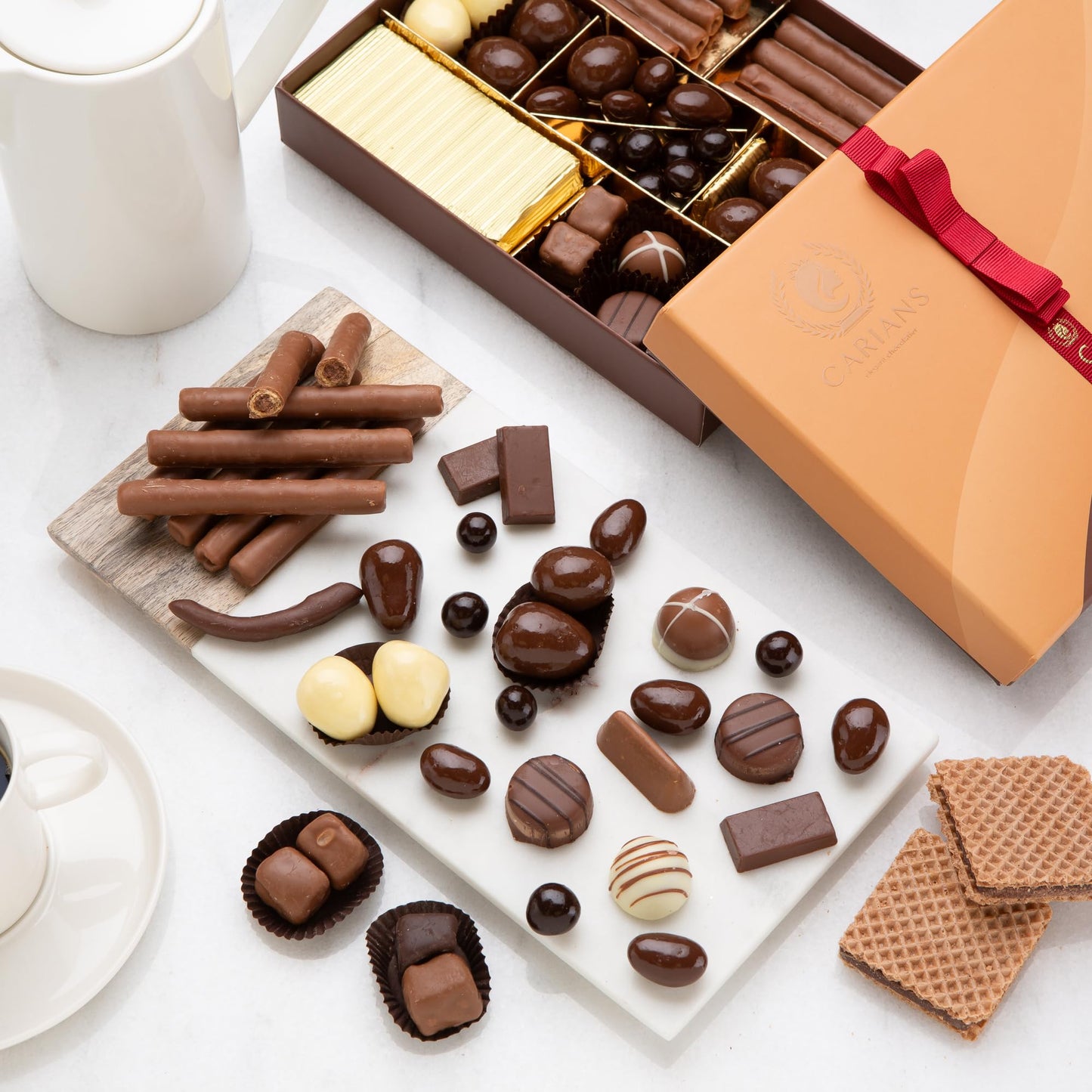 CARIANS Chocolate Gift Box - elegant Assortment Pralines & Turkish Delights, Full Size, Great for Gift Giving