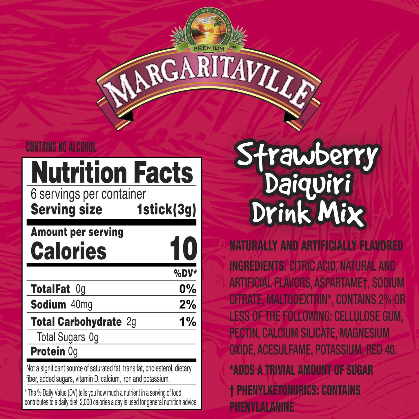SINGLES TO GO! Water Drink Mix, Strawberry Daiquiri Flavor, Non-  ic, 72 Servings, Model 072392334629, Pack of 12
