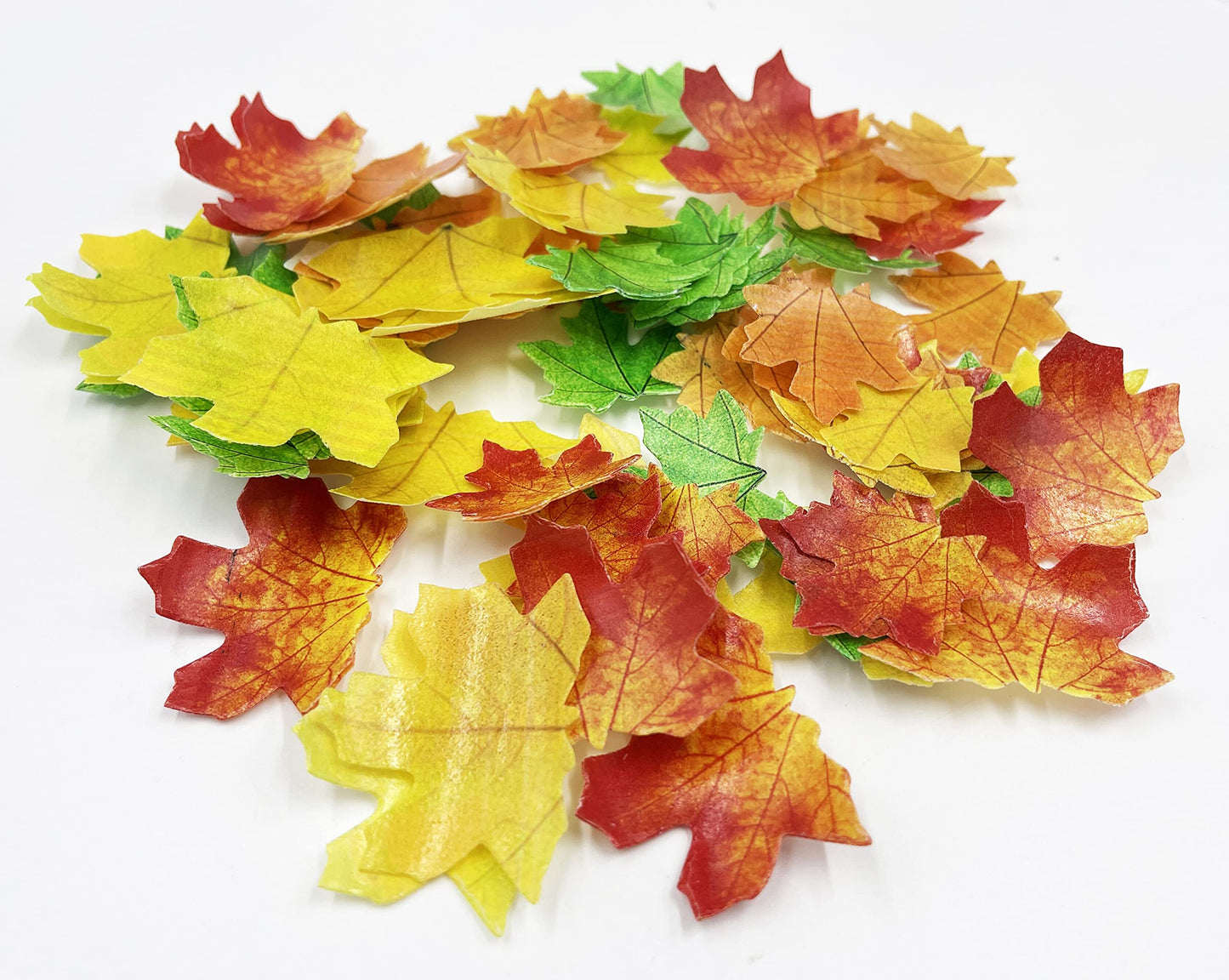 Set Of 75 Edible Fall Leaves Gold Leaf Cake Decorations, Thanksgiving Party Cupcake Topper (Mix Color)