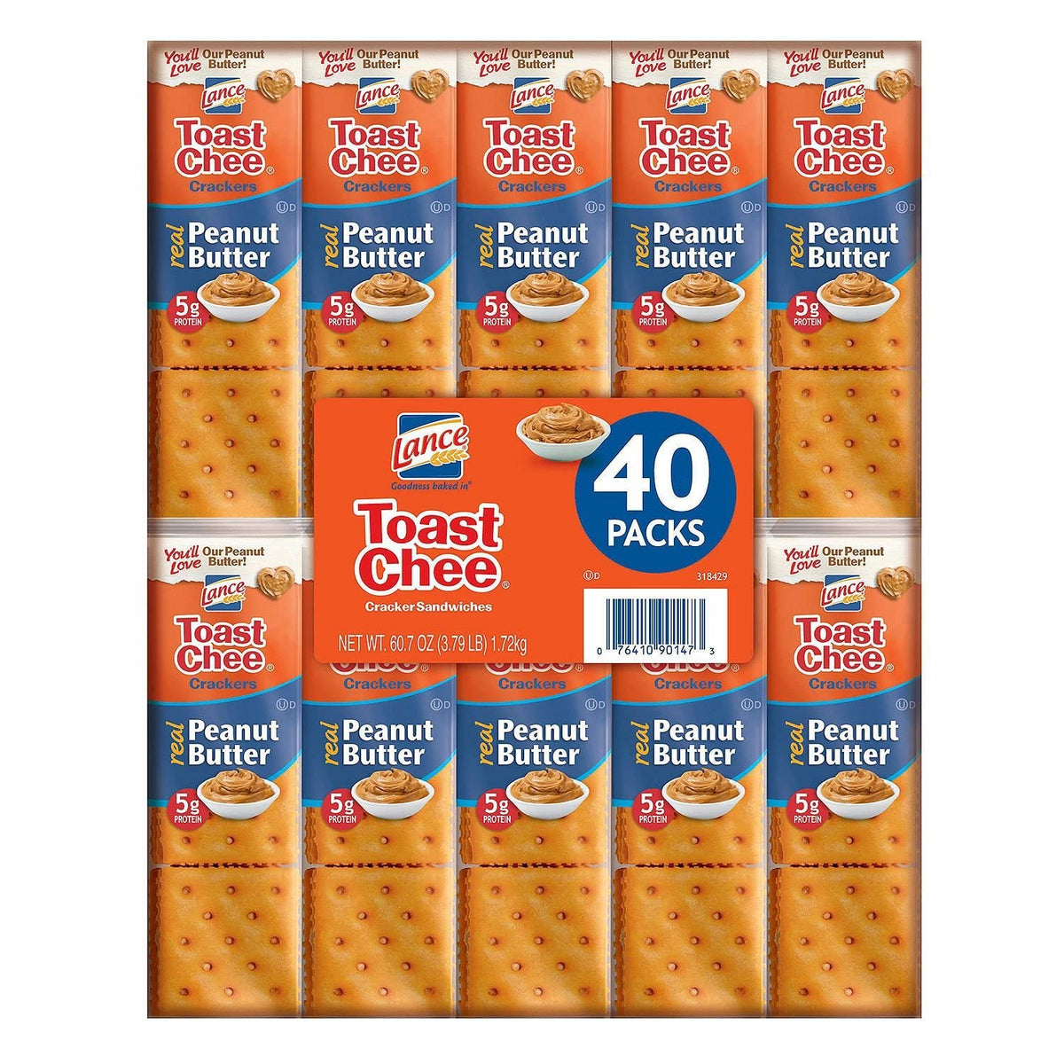 Lance Toast Chee Peanut Butter Crackers, 2 Pack Of 20 (40 Ct.)