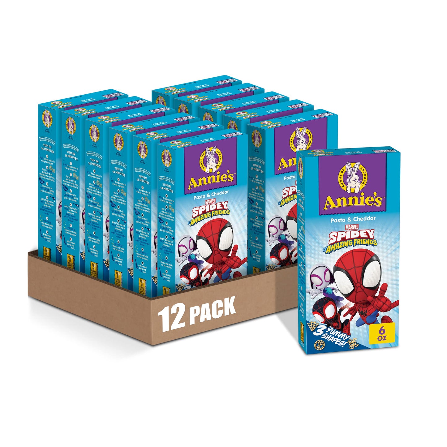 Annie s Marvel Spidey and His Amazing Friends Macaroni and Cheese, Pasta and Cheddar, 6 oz (Pack of 12)