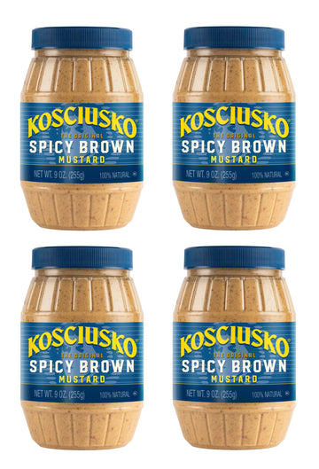 Plochmans Spicy Brown Mustard, Bold & Zesty Flavor, 9 Ounce (Pack of 4)