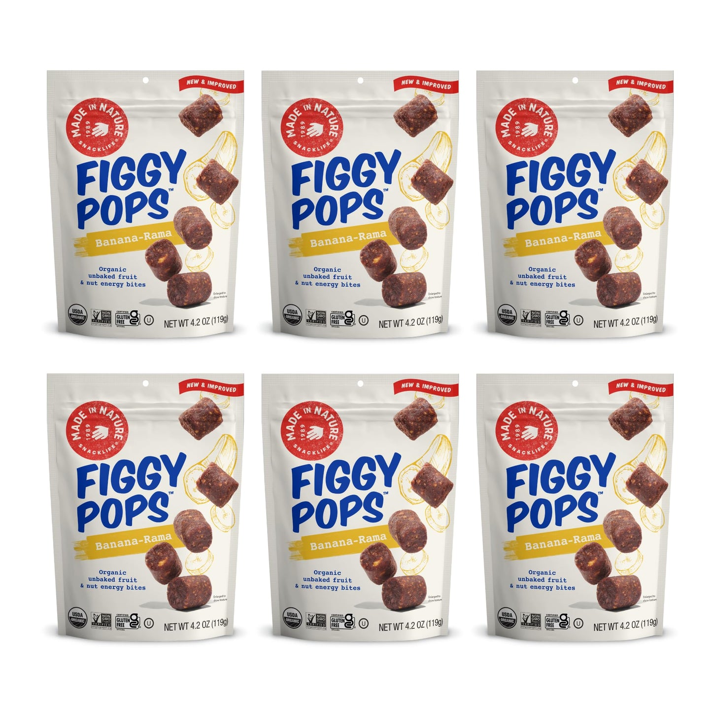 Made In Nature Organic Figgy Pops, Banana Nut Butter, Non-GMO, Gluten Free, Vegan, 4.2 Ounce (Pack of 6)
