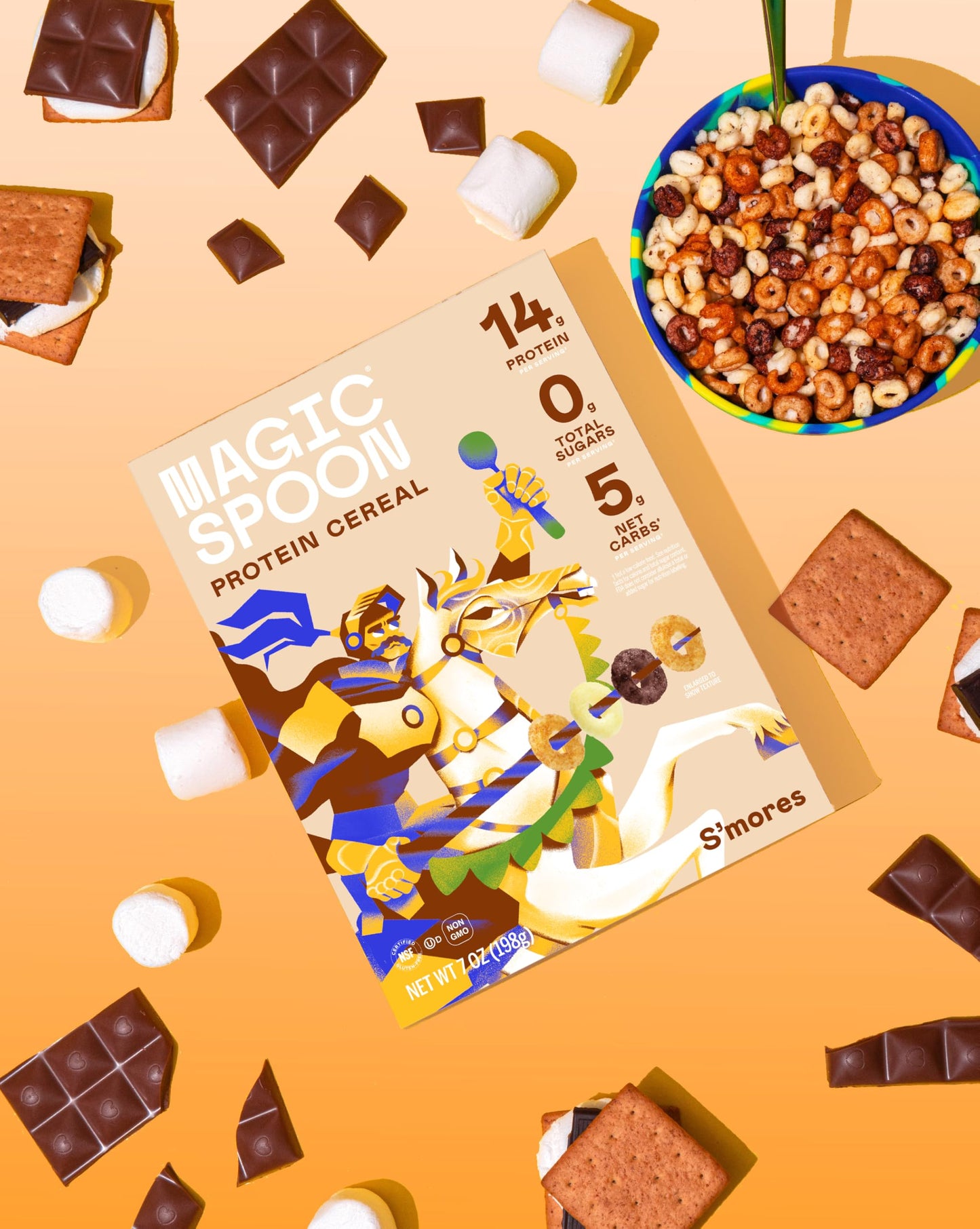Magic Spoon Cereal - High Protein, Sugar Free, Gluten Free - 4 Pack (2 Smores & 2 Chocolate Chip Cookie) - 7 Ounce Each