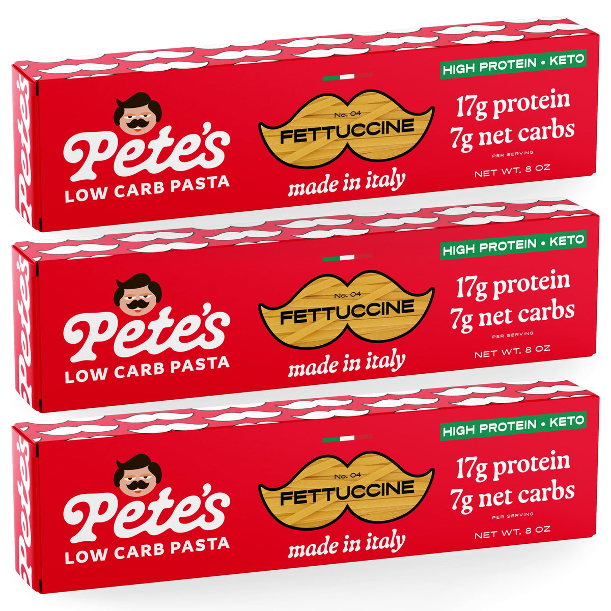 Pete'S Pasta 3 Pack Fettuccine Noodles Pasta 8Oz - 7G Low Carb Pasta - 17G High Protein Pasta, Authentic Italian Keto Pasta Nood