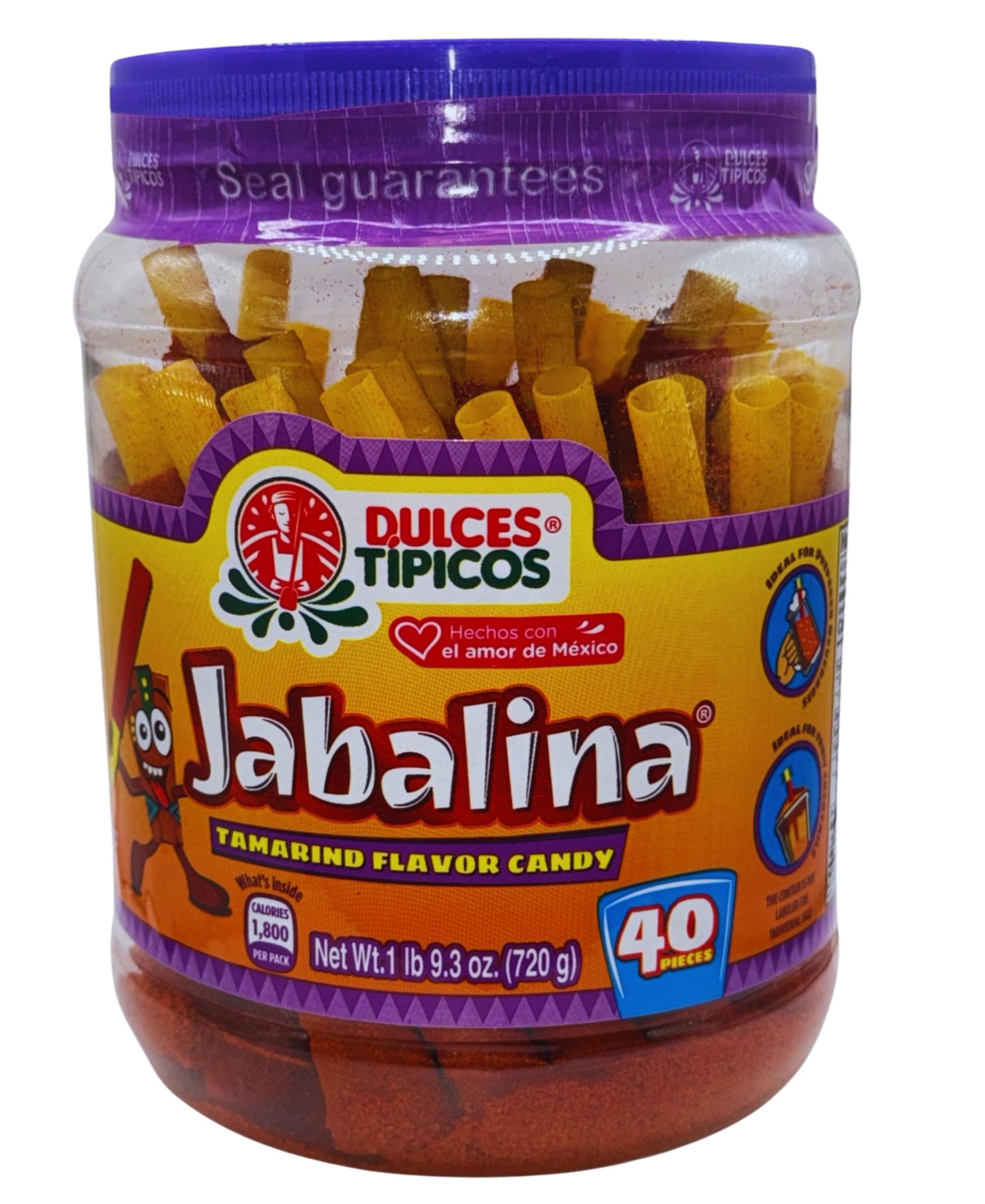 Dulces Tipicos Jabalina Tamarind Flavor Candy - 40 Pieces - 1 lb - Mexican Sweets - Red