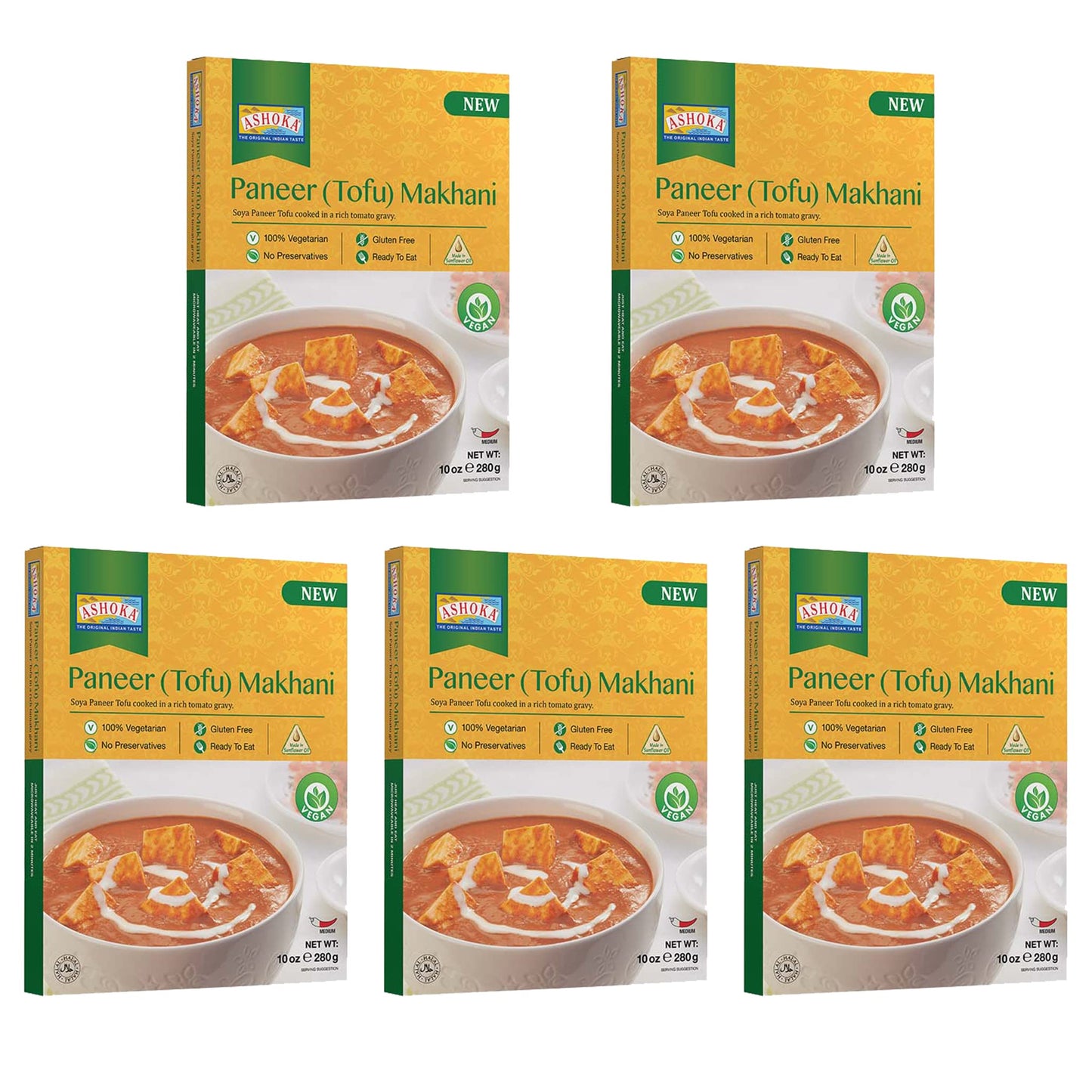 ASHOKA Tofu Curry Plant-Based Gluten Free Meal Pack of 10, 10 Ounce, All-Natural, Ready to Heat, Kosher Certified