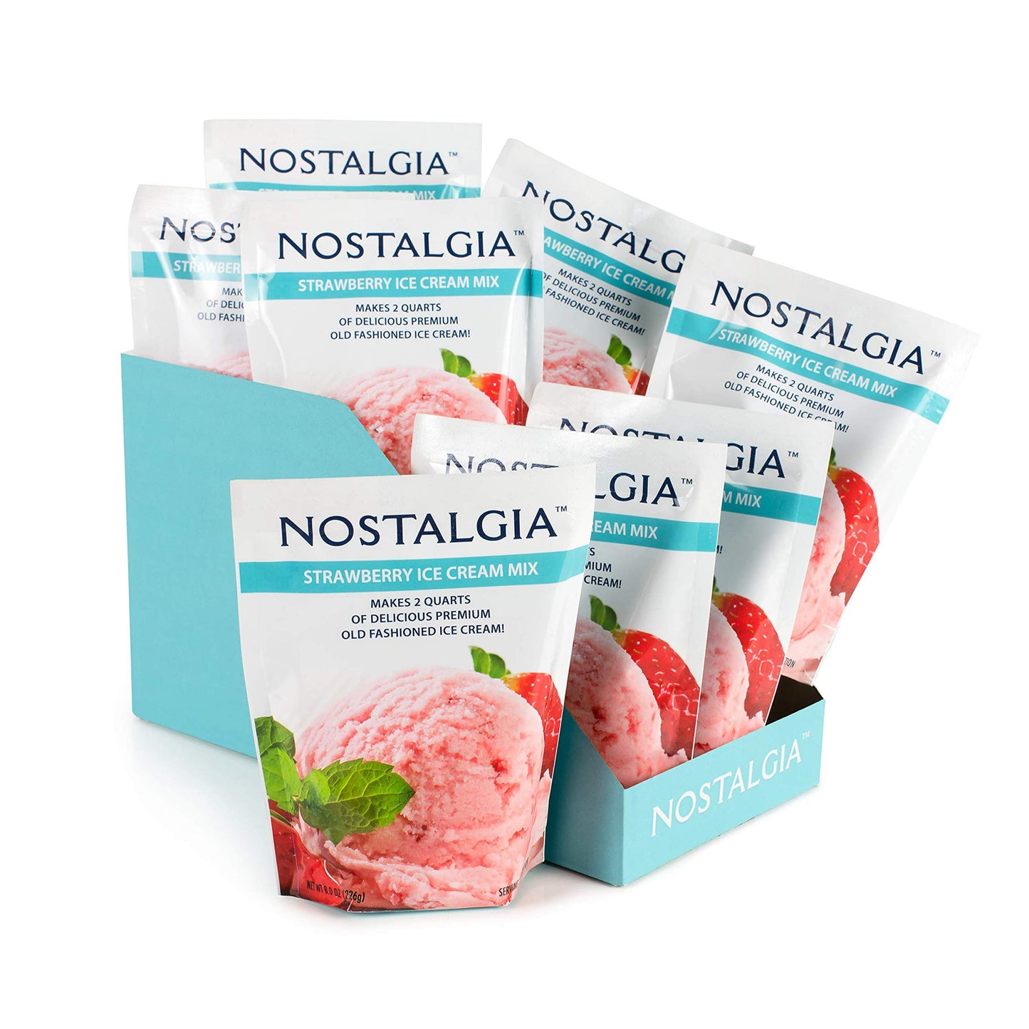 Nostalgia Icp825Straw8Pk Premium Strawberry Ice Cream Mix, 8 (8-Ounce) Packs, Makes 16 Quarts Total
