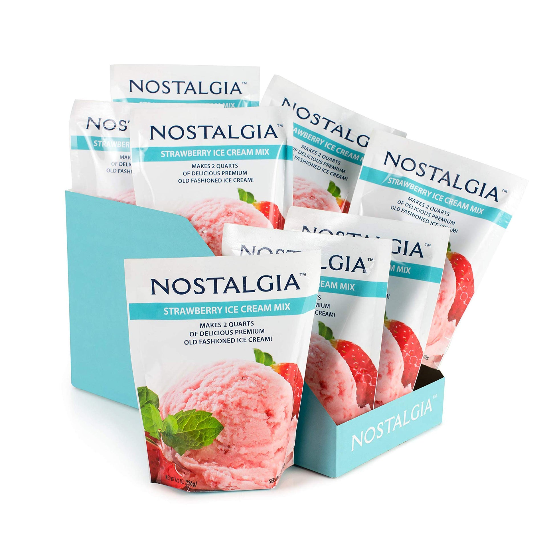 Nostalgia Icp825Straw8Pk Premium Strawberry Ice Cream Mix, 8 (8-Ounce) Packs, Makes 16 Quarts Total