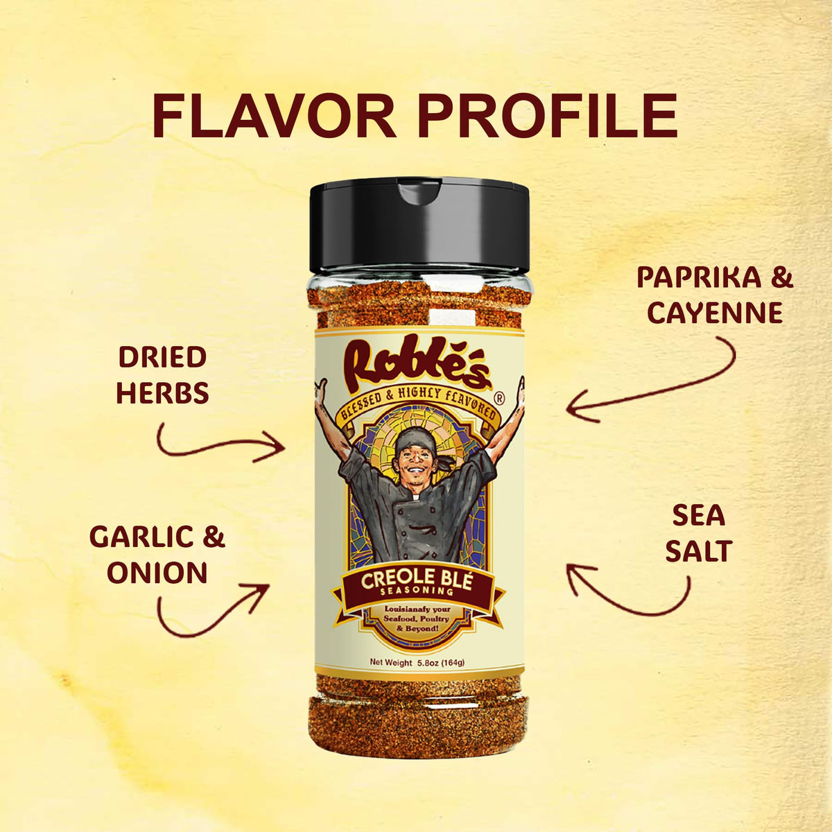 BLESSED AND HIGHLY FLAVORED Creole Blé Seasoning, Gluten-Free, Low Sodium, 5.8 Ounce