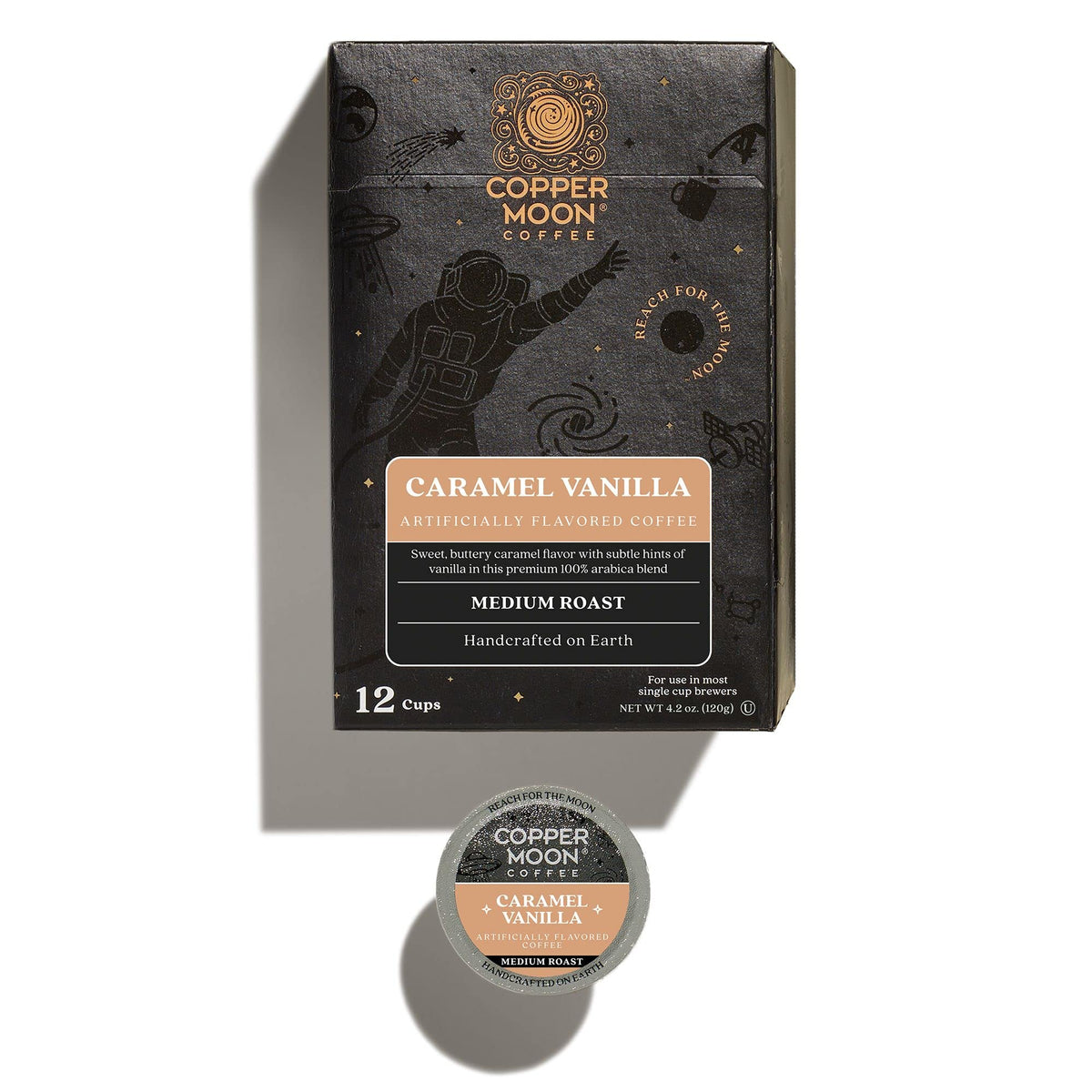 Copper Moon Coffee Pods for Keurig K-Cup, Medium Roast, Caramel Vanilla, 12 Count
