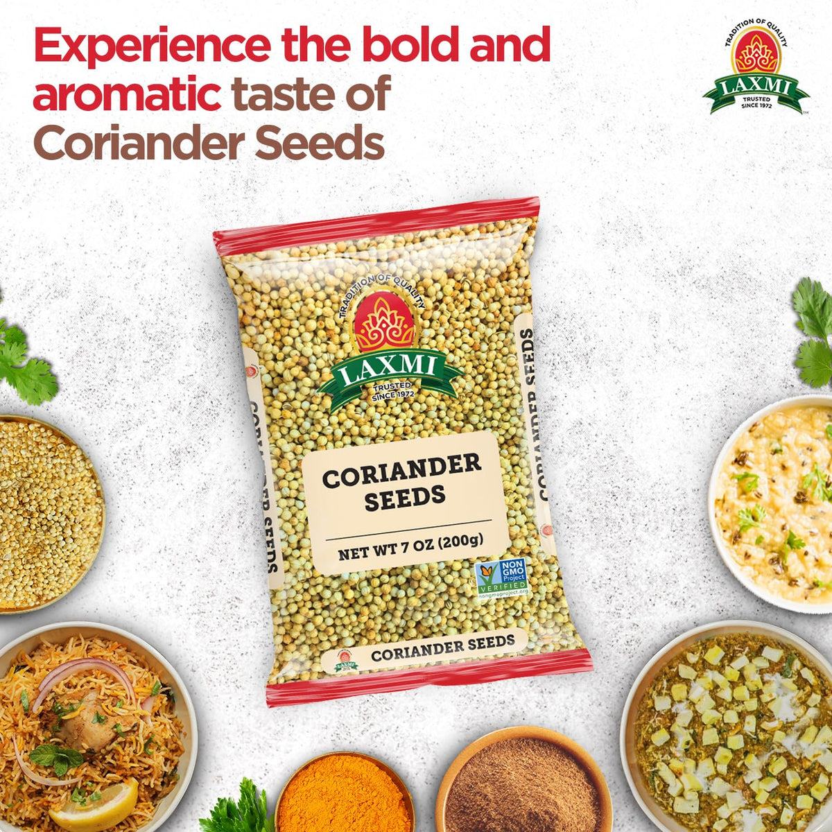 Laxmi Whole Coriander Seeds, Non-GMO, 200g (7oz), Premium Quality