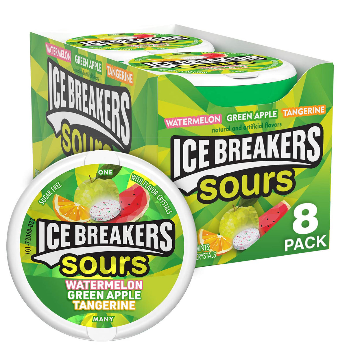 ICE BREAKERS Duo Fruit Plus Cool Strawberry Sugar Free Breath Mints Tins (8 Count) and ICE BREAKERS Sours Assorted Fruit Flavore
