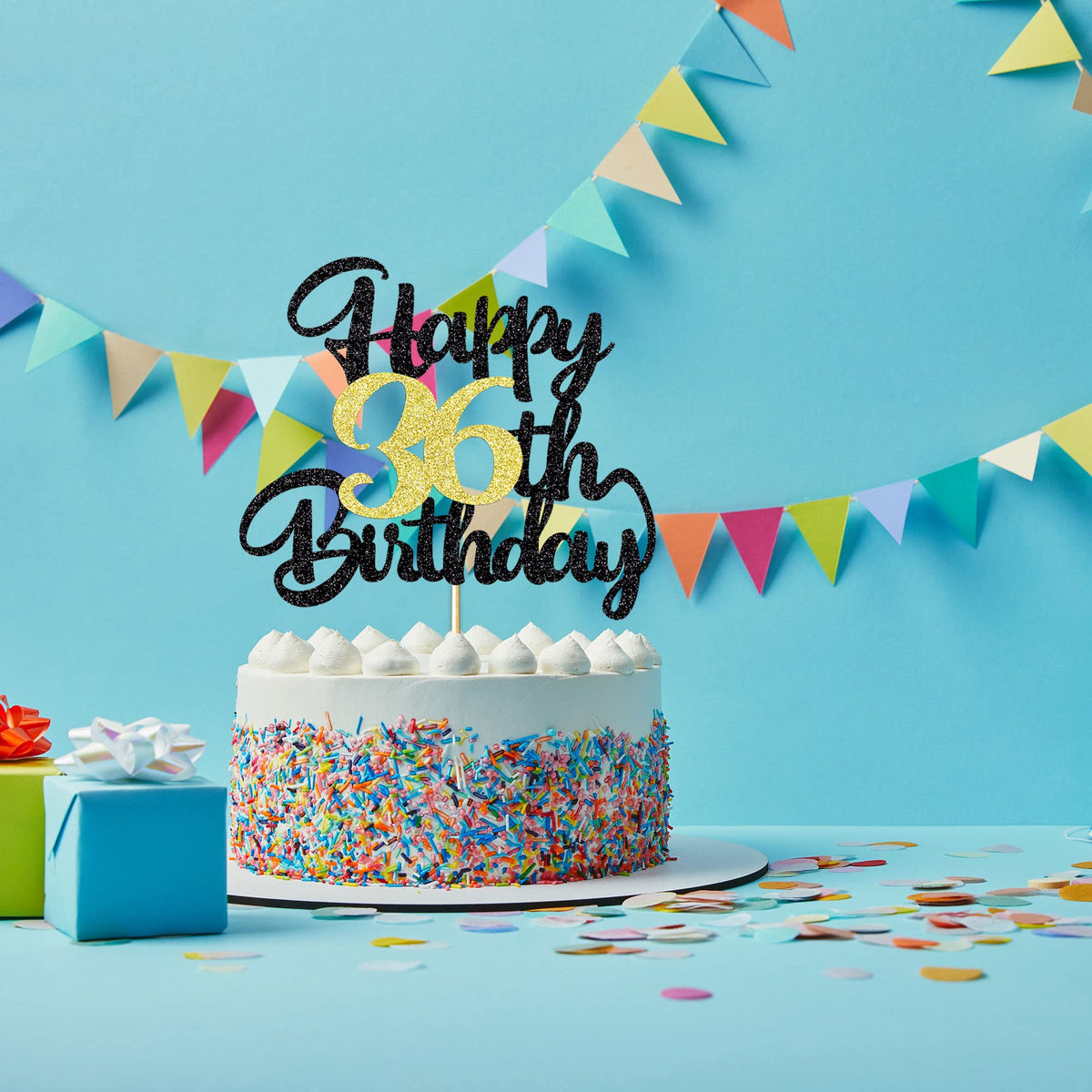 Klionjor 36Th Happy Birthday Cake Topper Happy Birthday Cake Decoration 36Th Birthday Party Decoration Gift Plugin