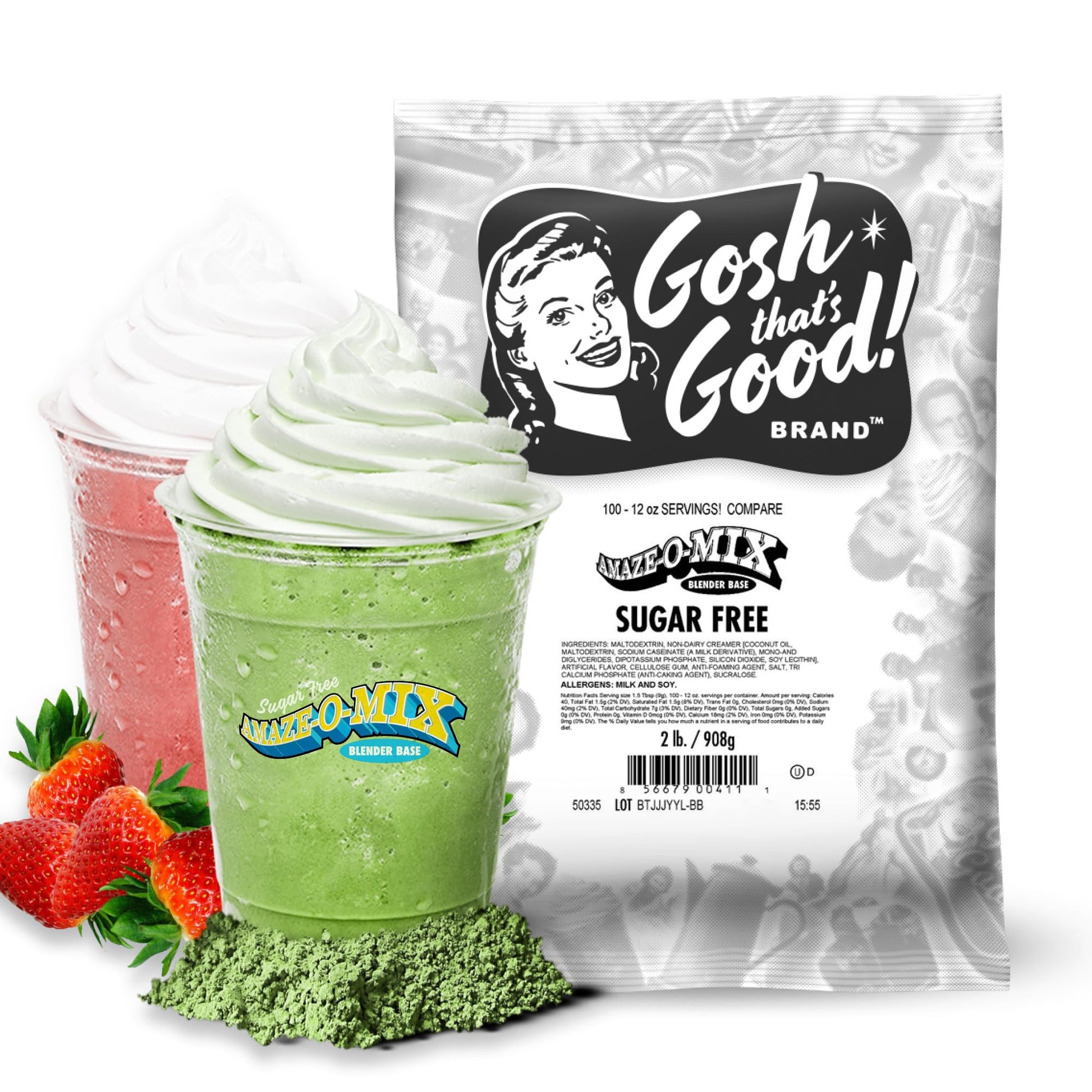 Gosh Thats Good! Sugar-Free Amaze-O-Mix Blender Base 2 Lb - Vanilla Flavored  Low-Calorie  Low-Carb  Lactose-Free Smoothie & Frappe Powder For Cafe-Style  Iced Blends & Custom Drink Recipes