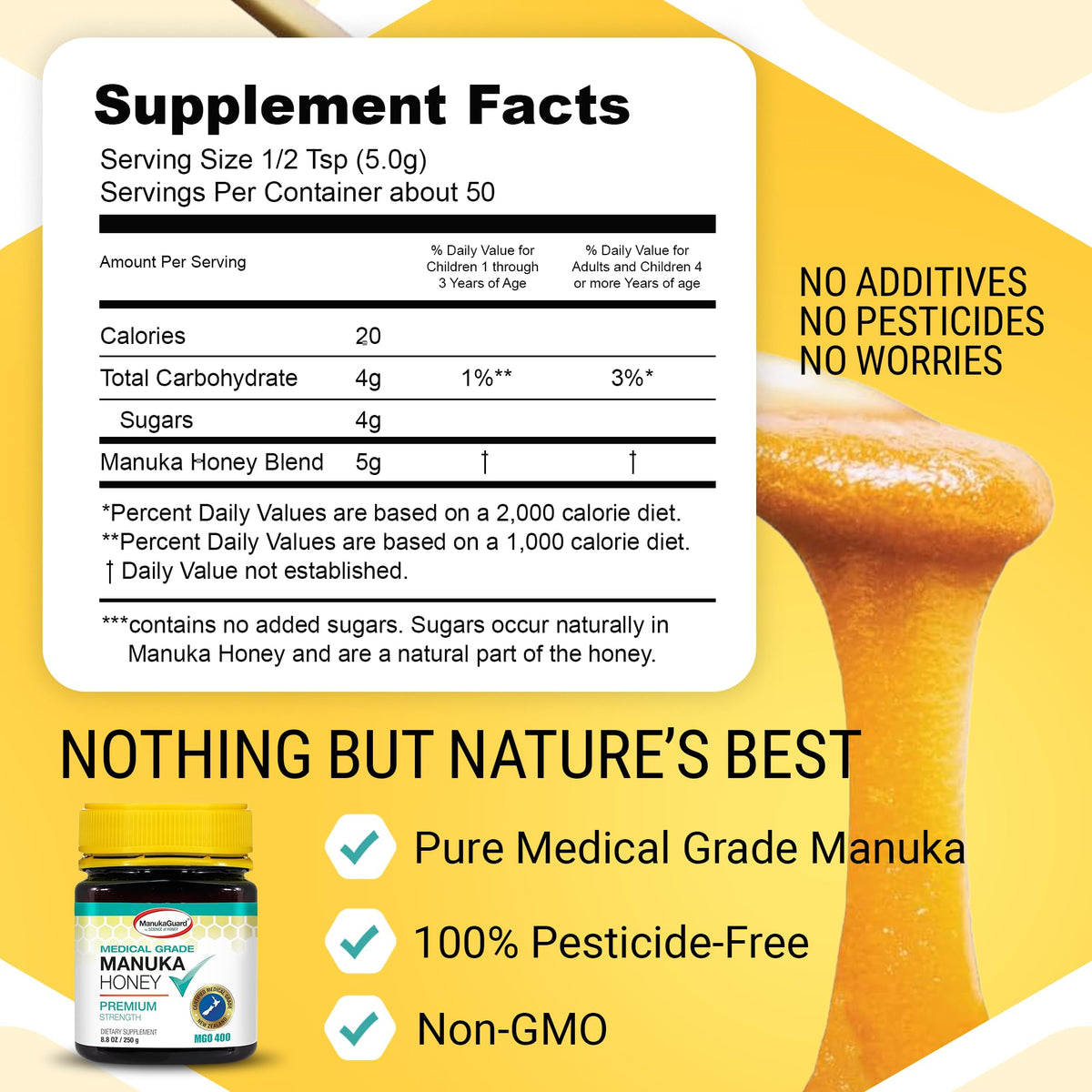 Manukaguard® Medical Grade Manuka Honey Mgo 400+ | 100% Authentic New Zealand Manuka Honey | Healing Honey For Immunity Boost | 8.8 Oz