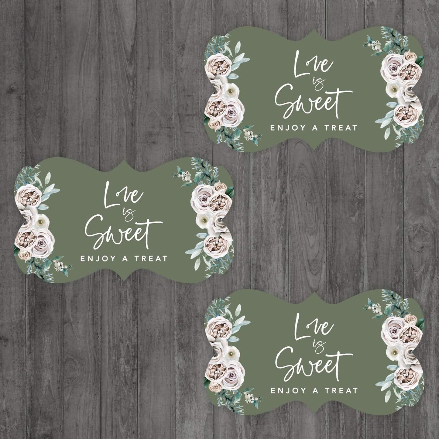Andaz Press Cupcake Topper Kit, Floral Blossoms Design, 18-Pack, 2.25 x 1.30 inches, Sage Green with Cream