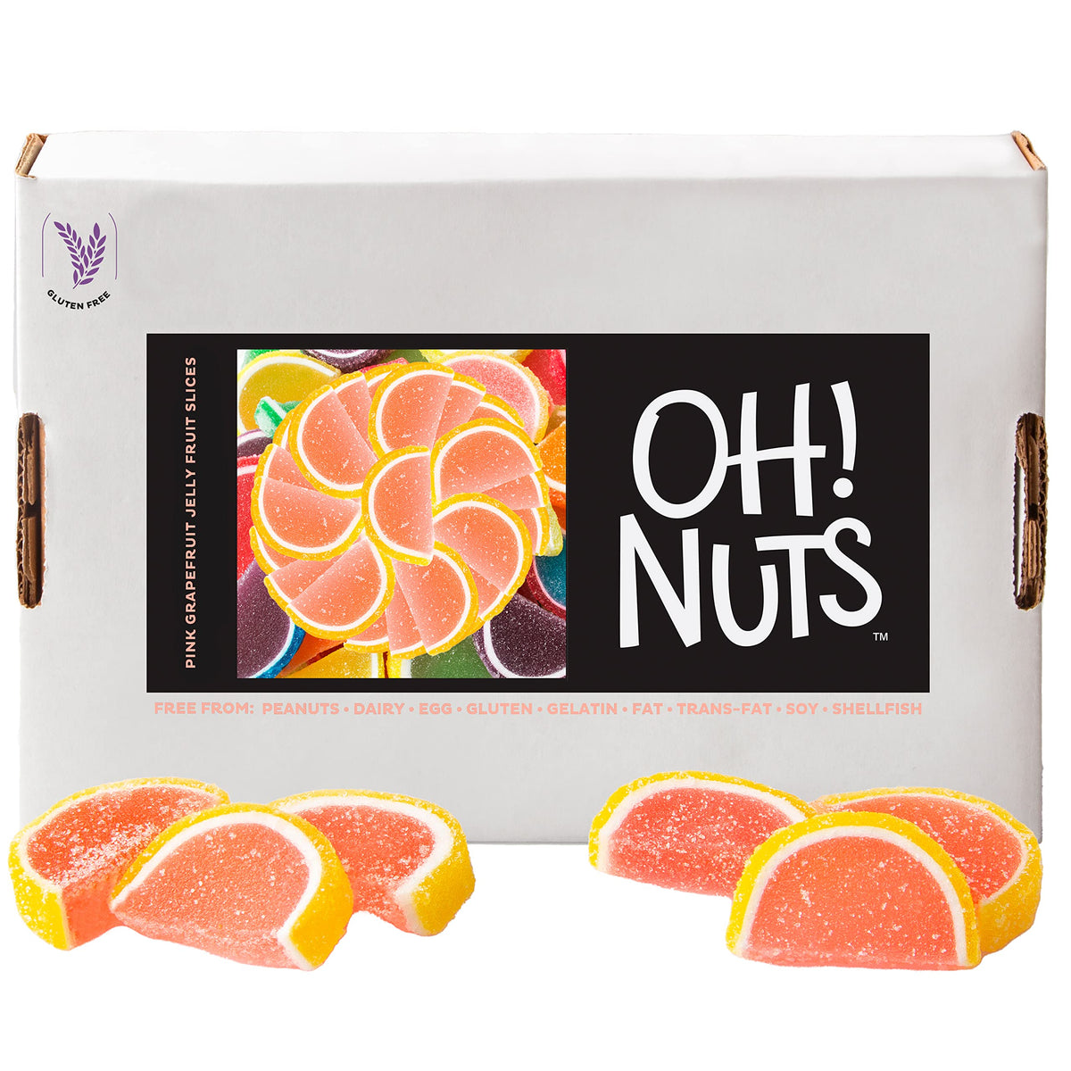 Oh! Nuts Grapefruit Jelly Fruit Slices Sugar Candy - 5 LB Bulk Bag - Traditional Old Fashioned Chewy Gummy Sweet Confectionery -