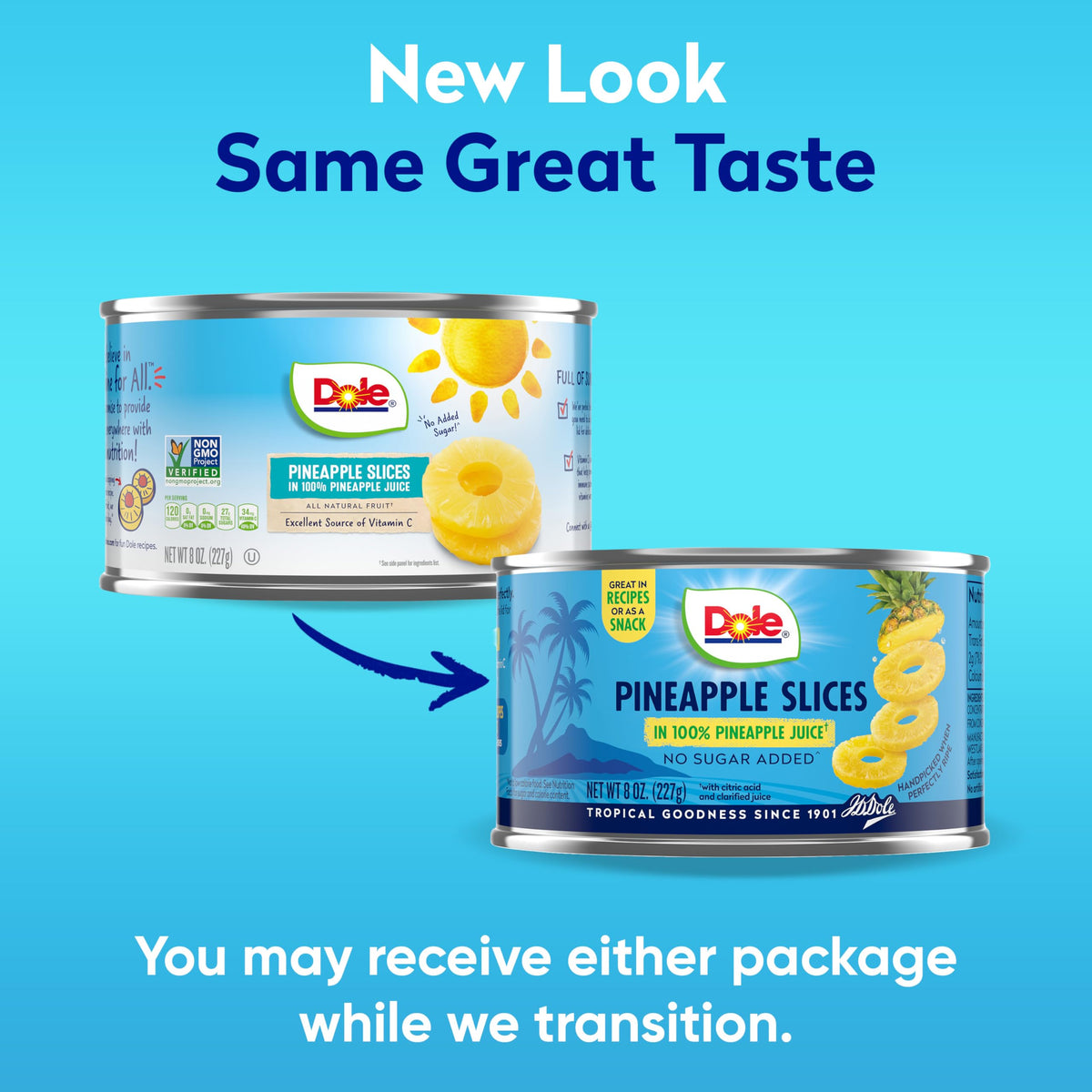 Dole Pineapple Slices in 100% Pineapple Juice - Dole Fruit Cans - 8 oz Fruit Cans - 12 Pack