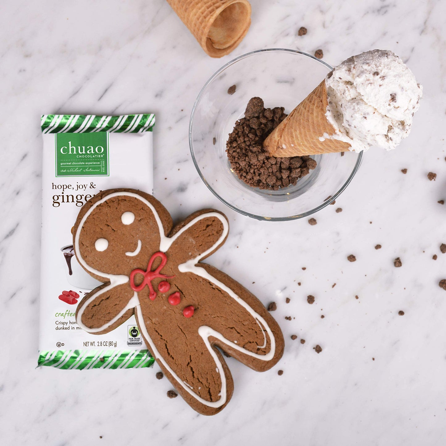 Chuao Chocolatier Hope, Joy & Gingerbread Milk Chocolate Bars | Gourmet Chocolate Honey Artisan European No Preservatives | For Gift Baskets, Christmas, Valentines Day, Gifts For Women, Men, Birthday, Thank You, Care Package | 3 Pack
