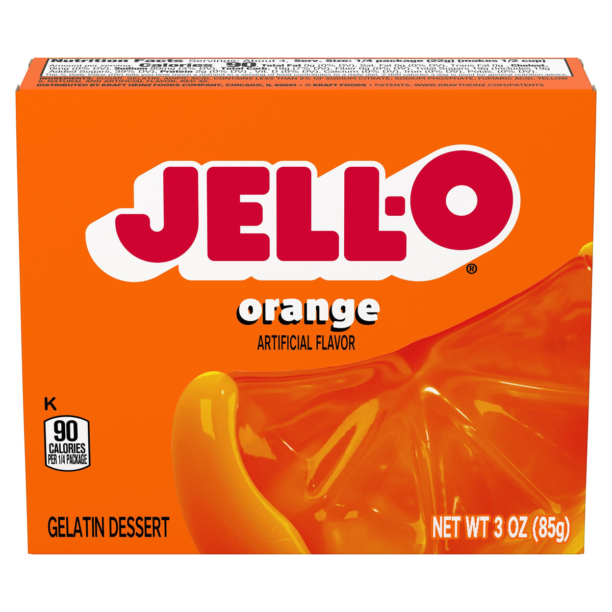 Jell-O Orange Gelatin Dessert 3 Ounce Boxes (Pack of 4)