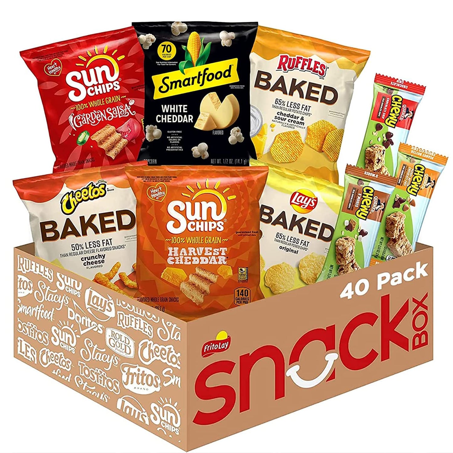 Frito Lay Snack Time Favorites Variety Pack - Baked, Smartfood, Sunchips & Quaker Chewy Bars - 1 Count (Pack of 40)
