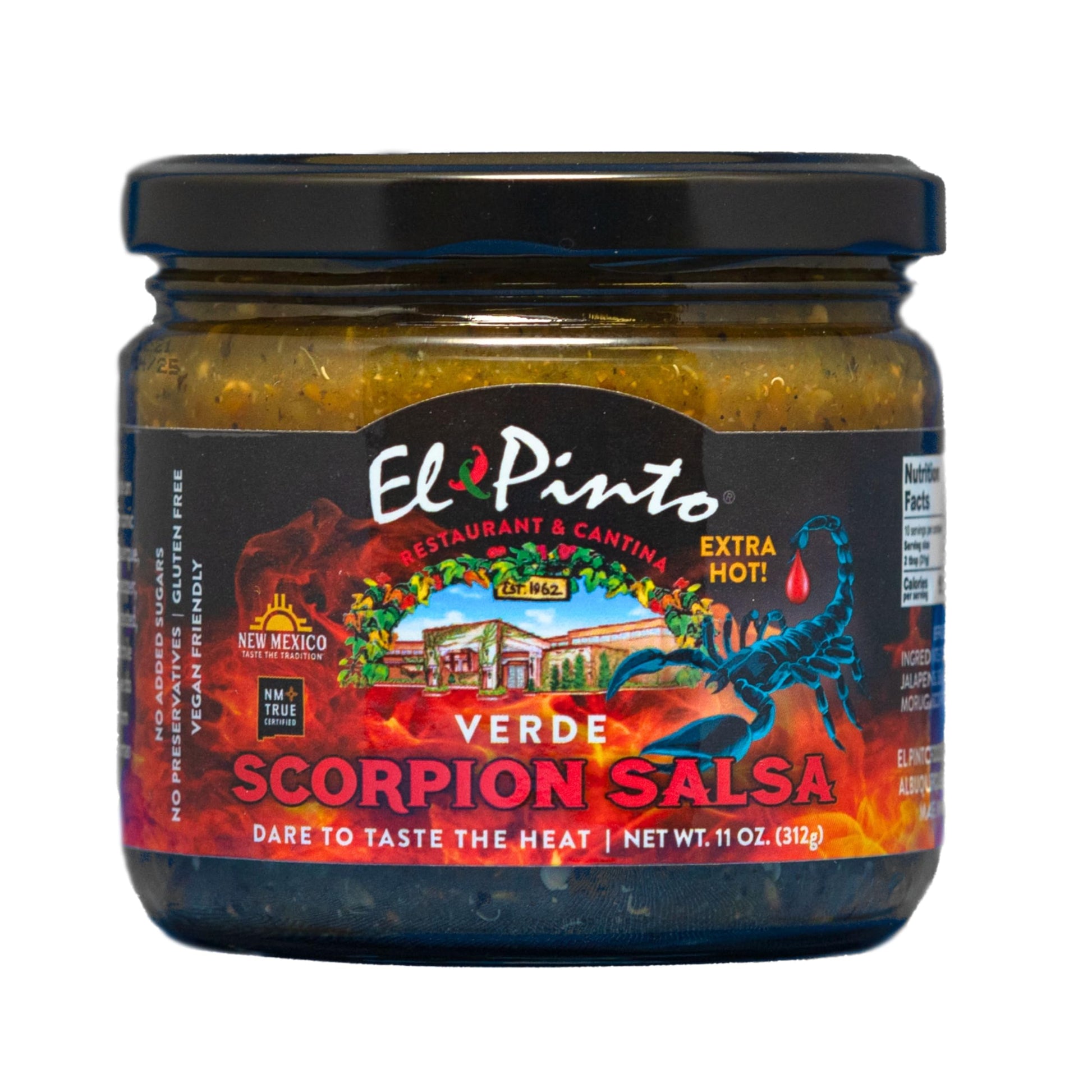 El Pinto Scorpion Salsa Verde Extra Hot 11oz Glass Jar