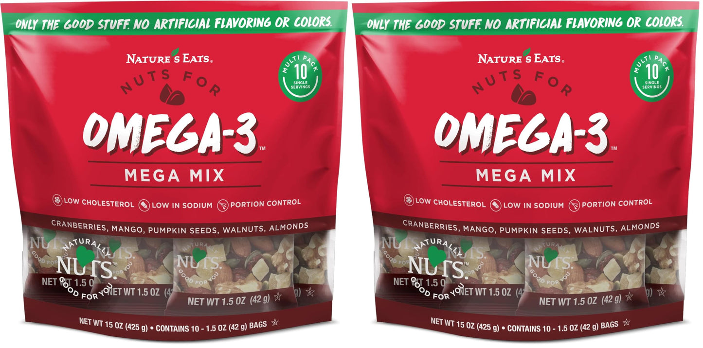 Natures Eats Omega 3, Mega Mix Snack Pack, 15 Oz (Pack of 2)