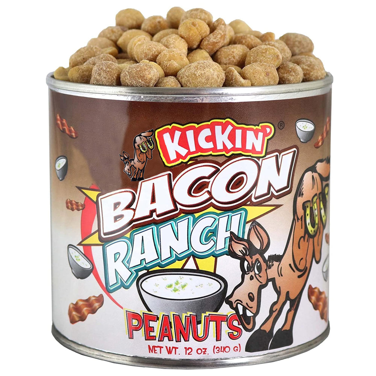 ASS KICKIN Bacon Ranch Peanuts - Gourmet Snack - 12oz - Pack of 1 - Model AK885