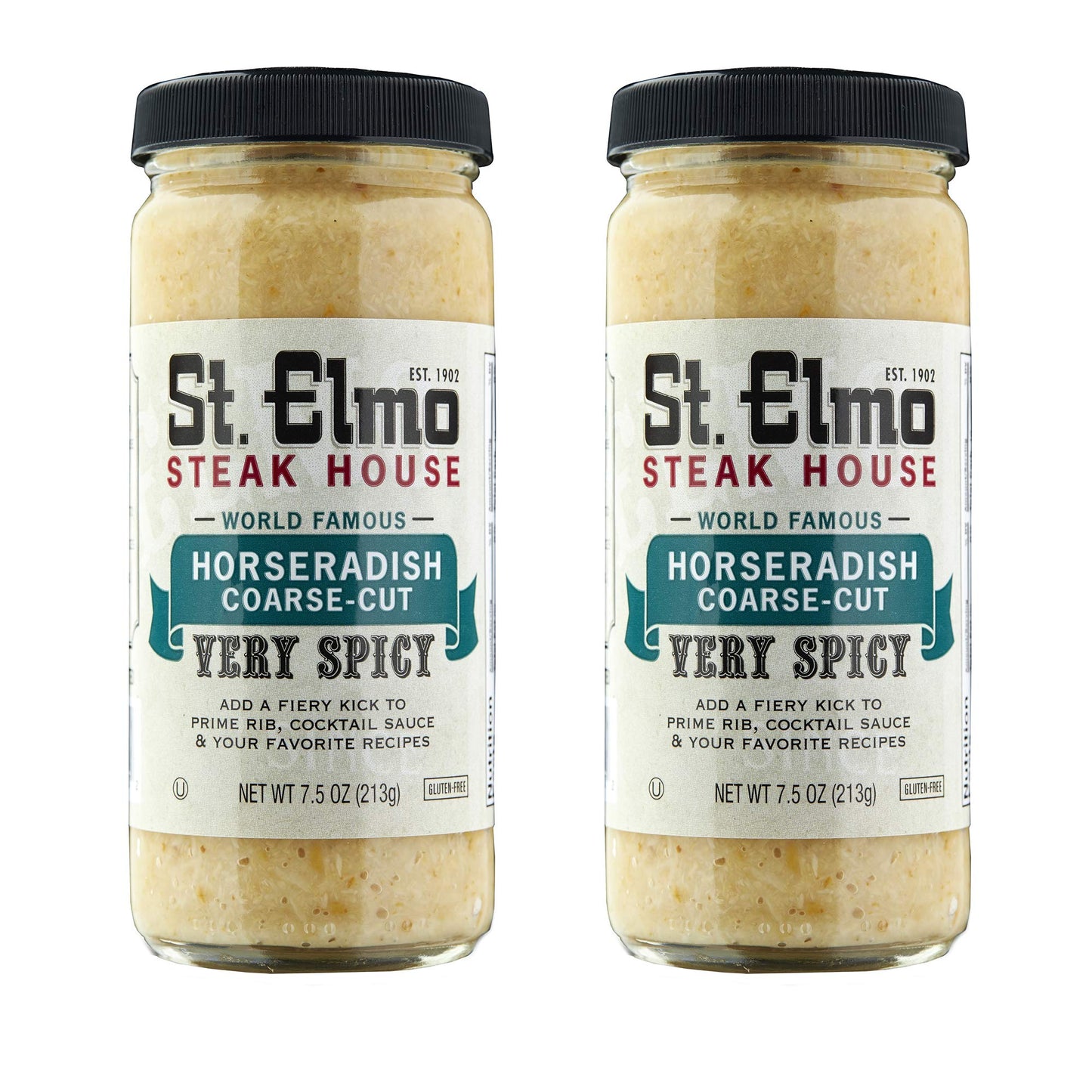 St Elmo Steak House Coarse-Cut Horseradish, 7.5 oz (Pack of 2), Great with Steaks and Other Meats
