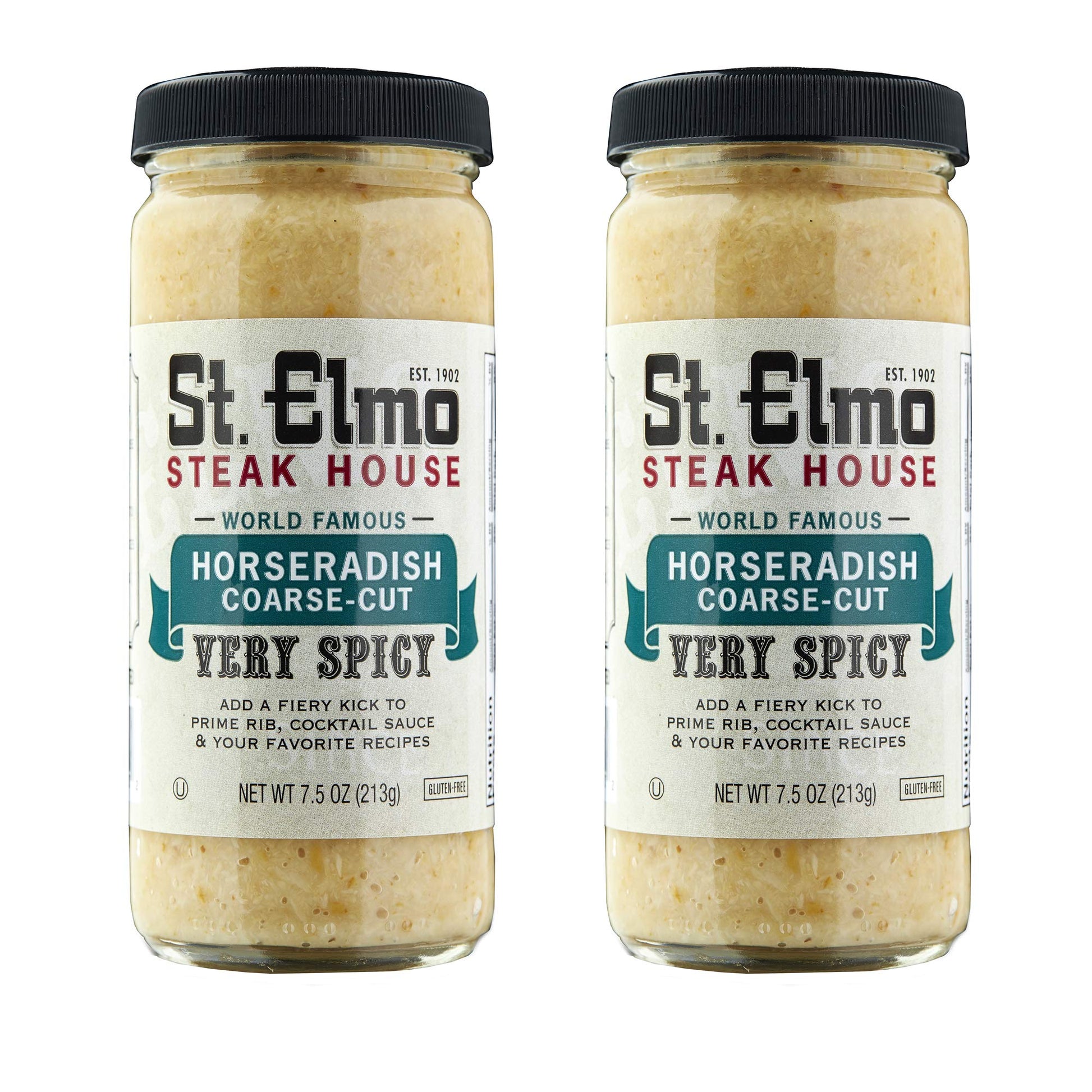 St Elmo Steak House Coarse-Cut Horseradish, 7.5 oz (Pack of 2), Great with Steaks and Other Meats