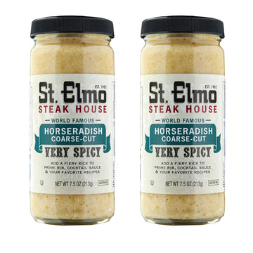St Elmo Steak House Coarse-Cut Horseradish, 7.5 oz (Pack of 2), Great with Steaks and Other Meats