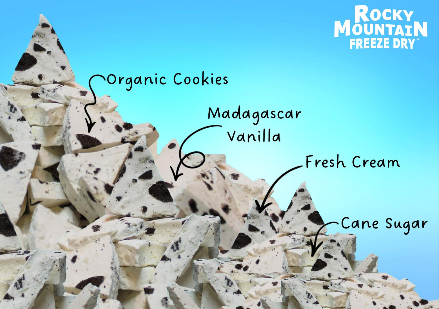 Rocky Mountain Freeze Dry Freeze Dried Ice Cream – Cookies and Cream – 2.5oz – Shelf-Stable Creamy Treat