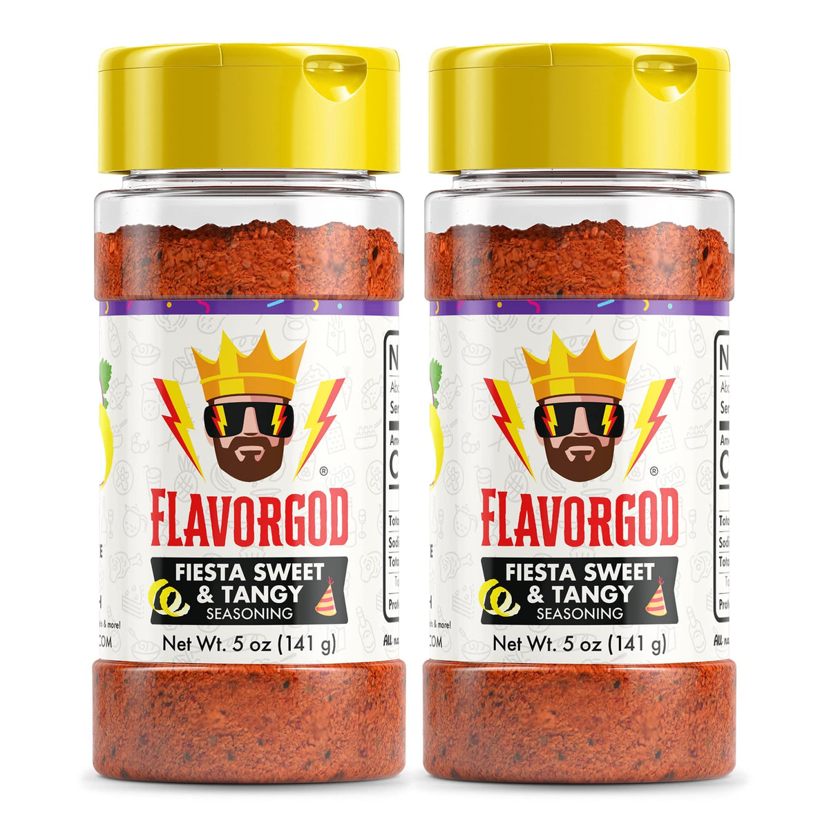 Fiesta Sweet & Tangy Seasoning Mix By Flavor God, Pack Of 2 - Enhanced All Natural & Healthy Spice Blend For Salad, Pasta, & Chicken - Kosher & Low Sodium - Great Flavor Spices And Seasoning Gift