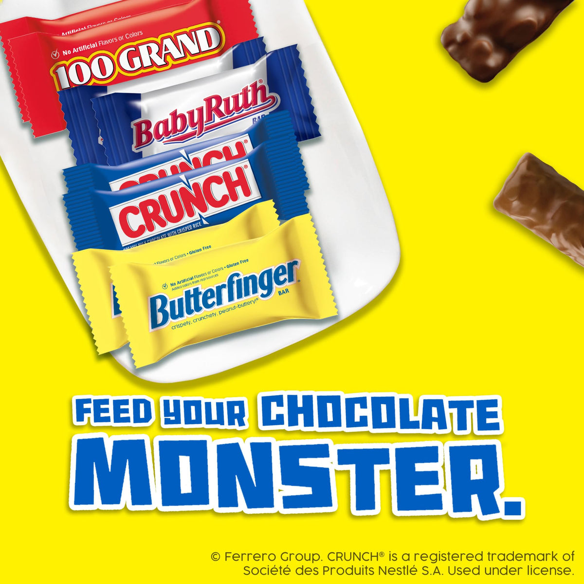 Butterfinger, CRUNCH, Baby Ruth, 100 Grand Fun Size, Assorted Candy Bars, Great for Sharing, Bulk 80 Count Pack, 32.1 oz