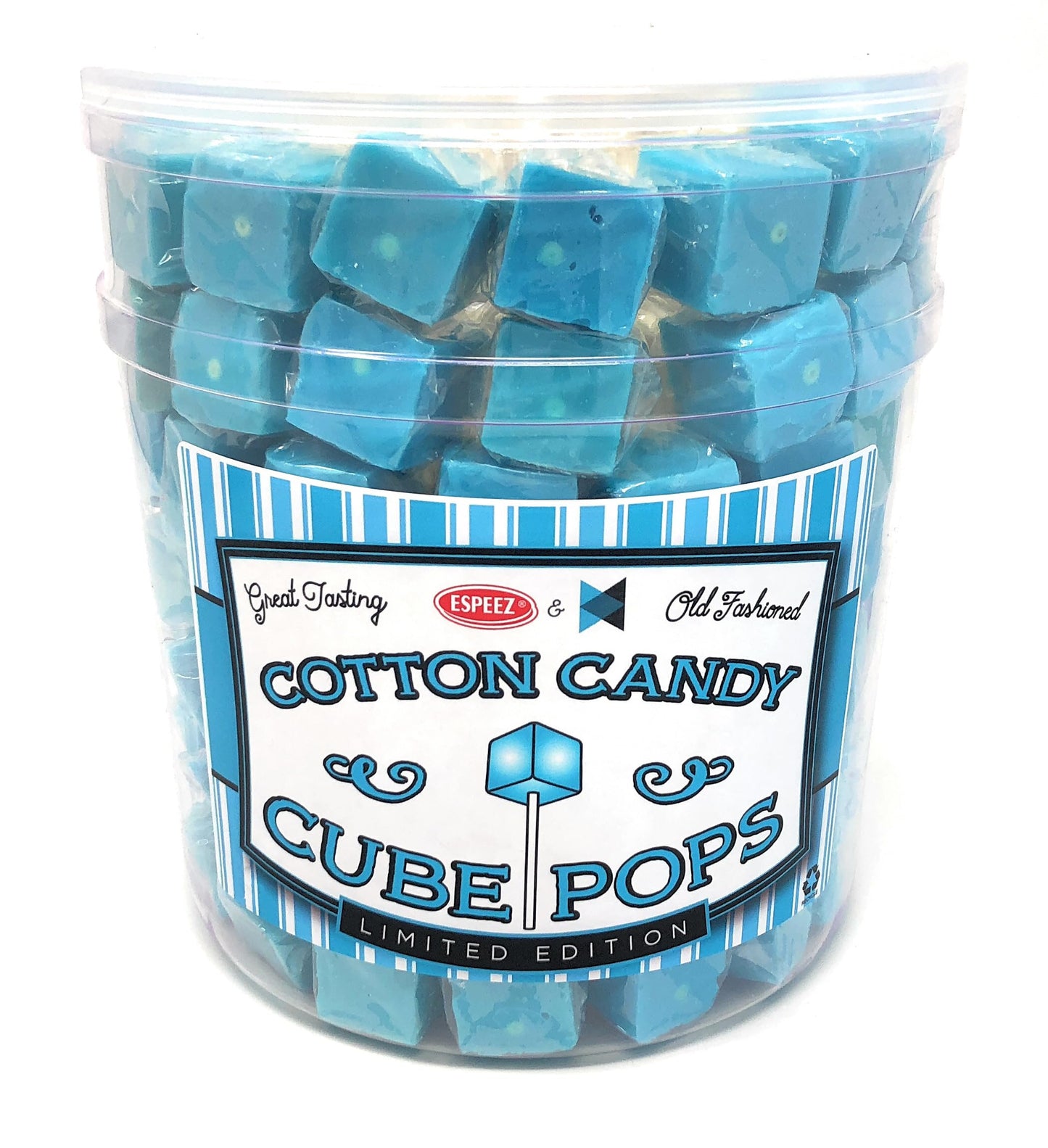 Espeez Hard Candy Cube Lollipop Suckers - Individually Wrapped, Cotton Candy Flavor, 100 Count
