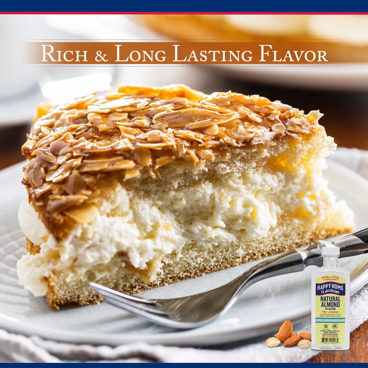 Happy Home Almond Flavoring Non-  ic 7 oz - Certified Kosher, Natural Ingredients