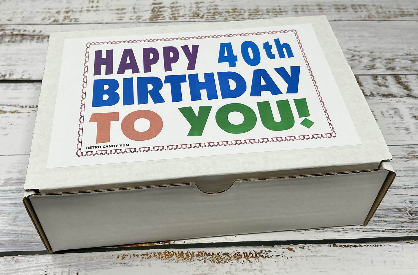 Retro Candy Yum Happy 40Th Birthday To You For 40 Year Old Man Or Woman - Classic Nostalgic Candy Assortment Gift Box Jr