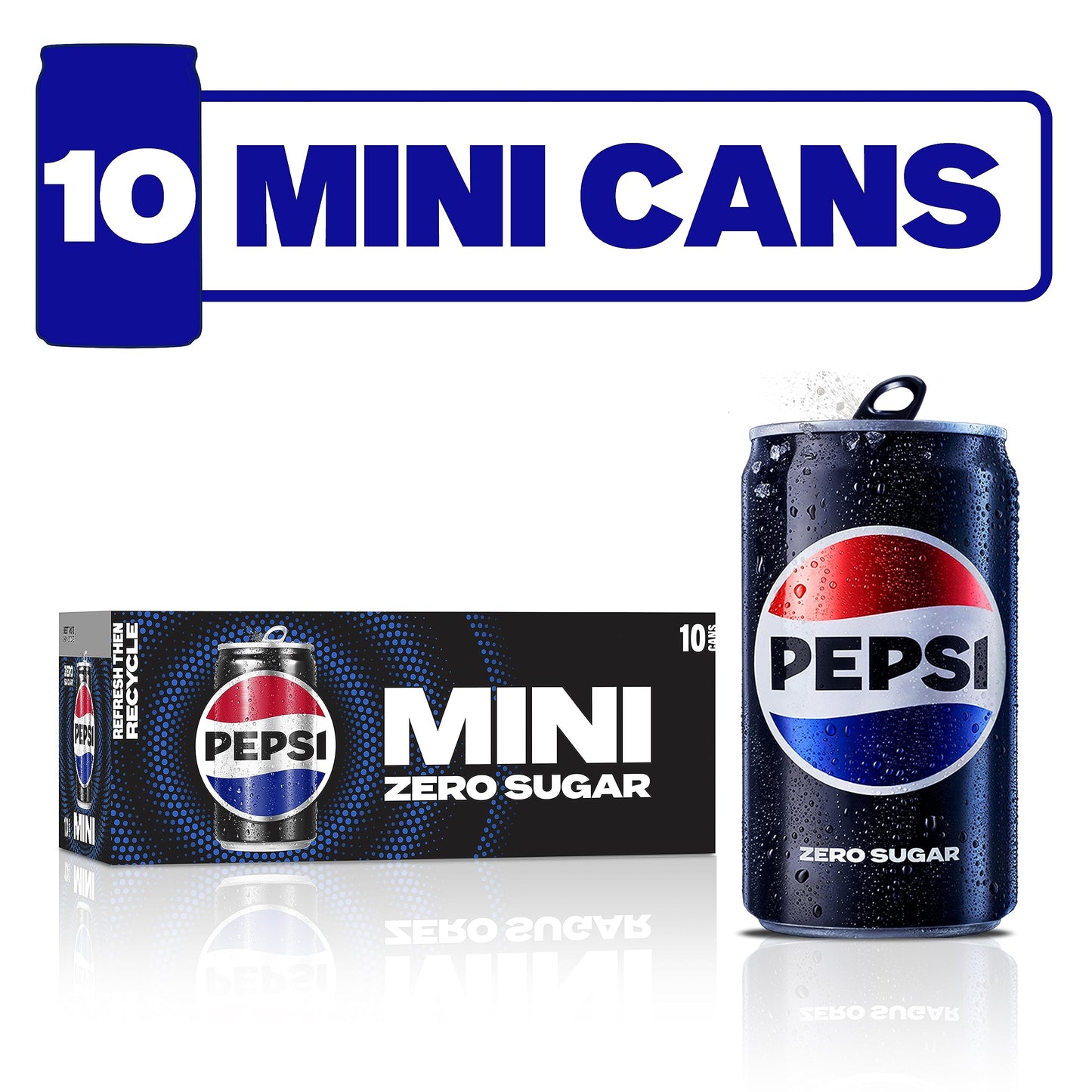 Pepsi Zero Sugar Mini Cans, 7.5 Oz (Pack Of 10)