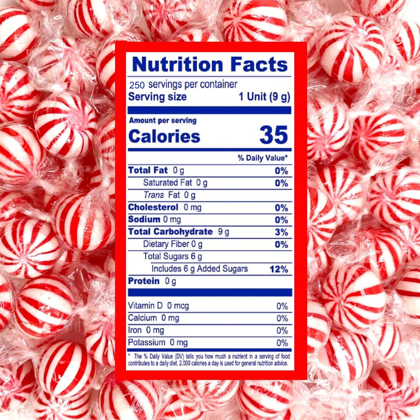 Peppermint Hard Candy 5 Pound Bulk Jumbo Peppermint Candy Balls  Approx 250 Individually Wrapped Mint Balls for Office Bowls  Christmas Candy Jars  and Holiday Party Favors