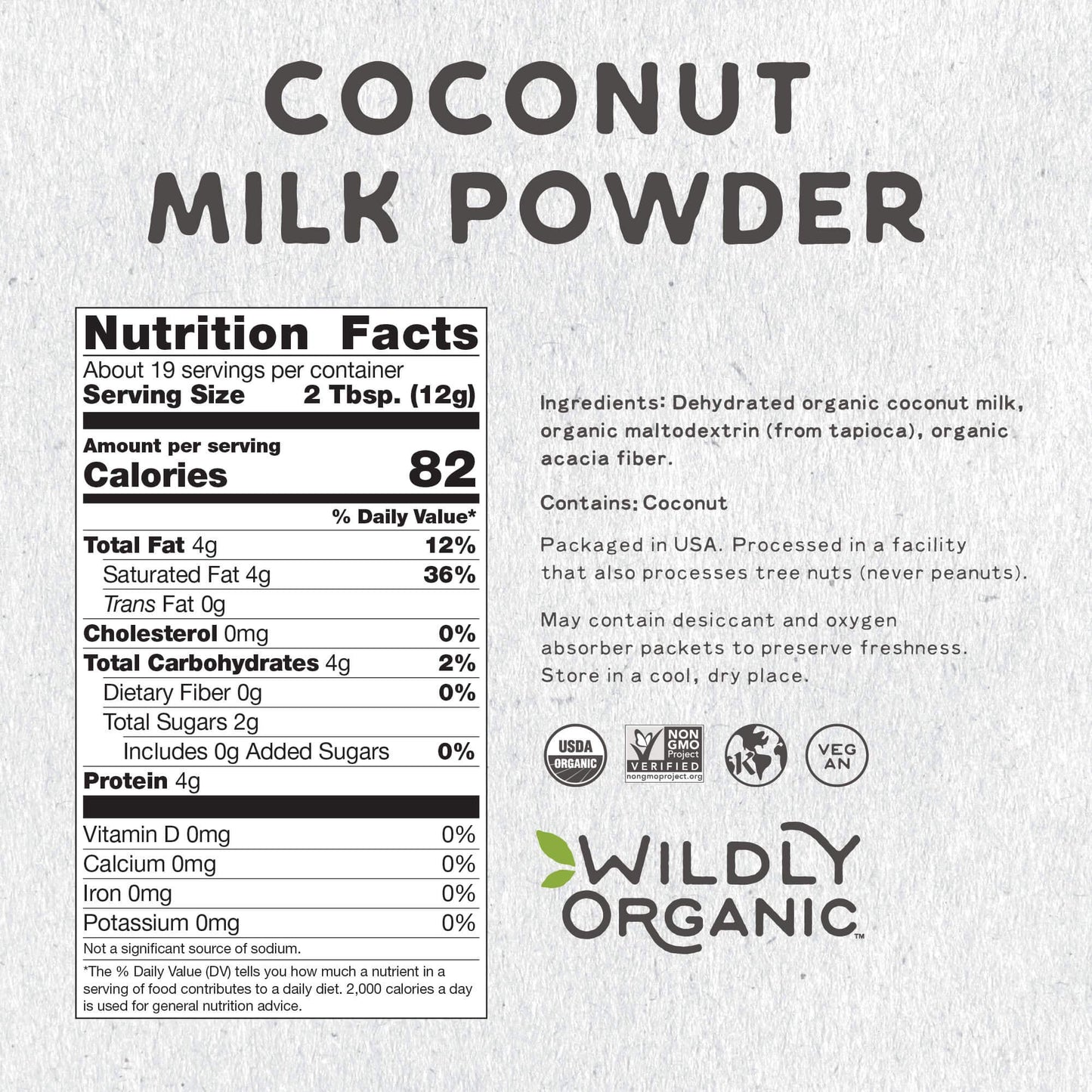 Wildly Organic Coconut Milk Powder 8 Oz Bag - Organic, Dairy-Free, Dry Milk Powder, Unsweetened, Dehydrated, Gluten-Free, Soy-Fr
