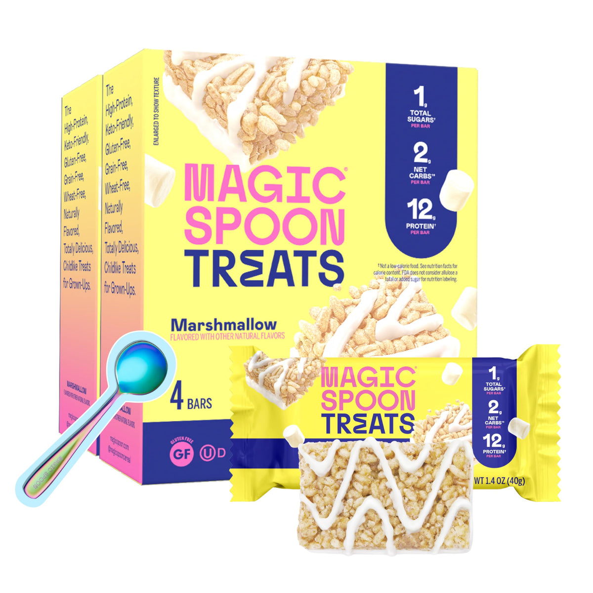 Magic Spoon High Protein Crispy Cereal Bar - Keto Friendly, Low Carb, Gluten Free, Marshmallow, Pack of 8