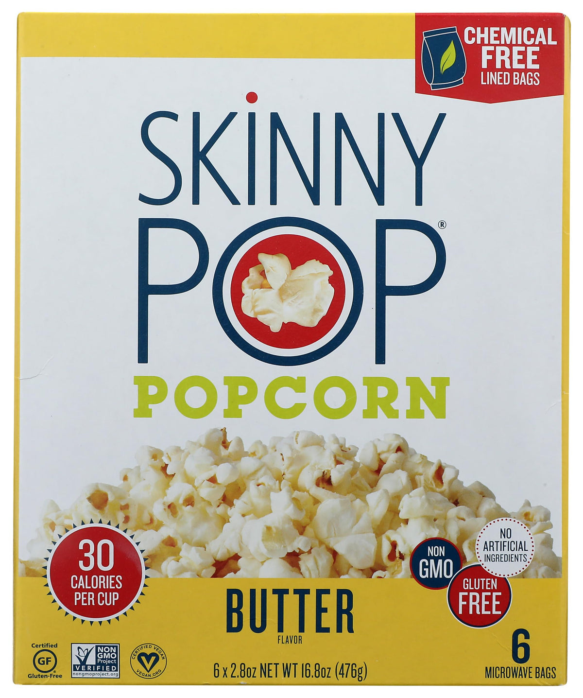 Skinny Pop Butter Microwave Popcorn, 16.8 Oz