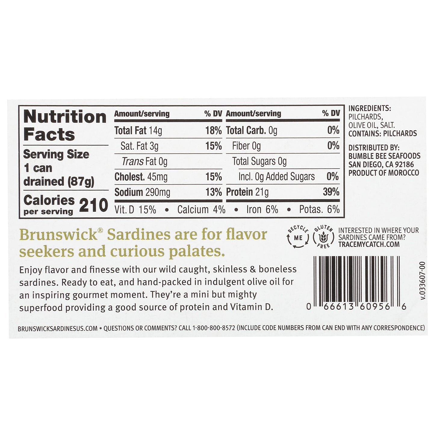 Brunswick Sardines in Olive Oil, Skinless & Boneless, 4.4 Ounce (Pack of 12)