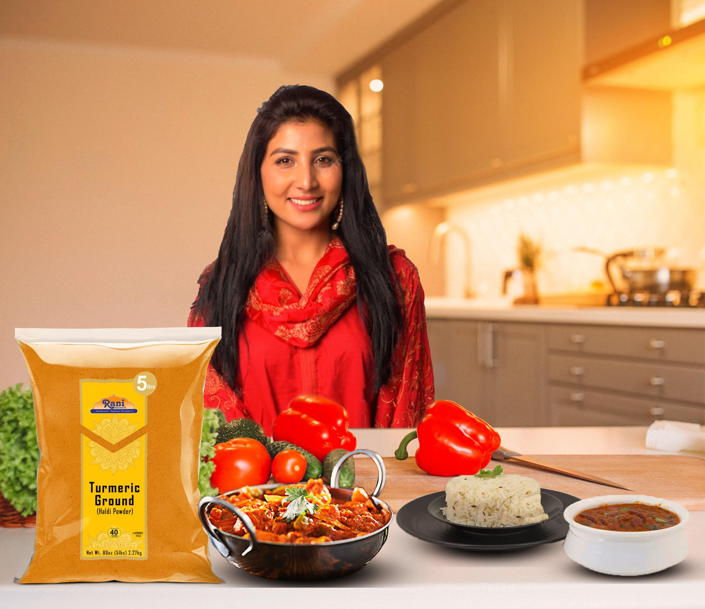 Rani Turmeric (Haldi) Root Powder Spice, (High Curcumin Content) 80Oz (5Lbs ) 2.27Kg Bulk ~ All Natural | 100% Pure, Salt Free | Vegan | Gluten Friendly | Non-Gmo | Kosher | Indian Origin
