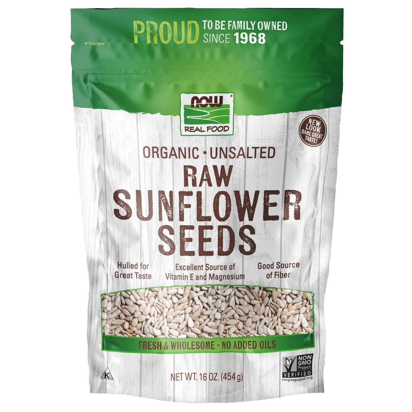 NOW Foods, Certified Organic Sunflower Seeds, Raw and Unsalted, Source of Fiber and Vitamin E, Hulled for Great Taste, Certified
