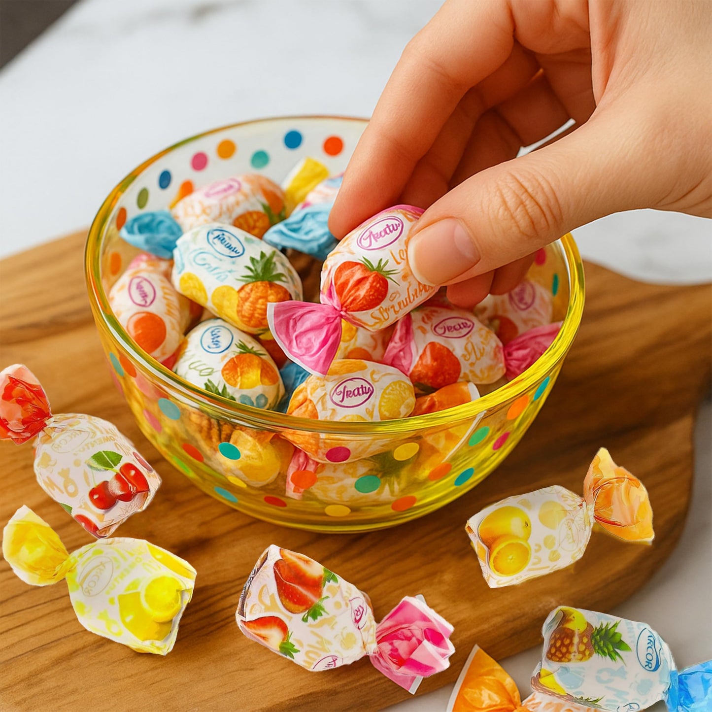 Assorted Fruit Filled Hard Candy - 1 Pound Bulk Pack (About 75 Count) - Individually Wrapped Assorted Fruit Candies - Classic Fl