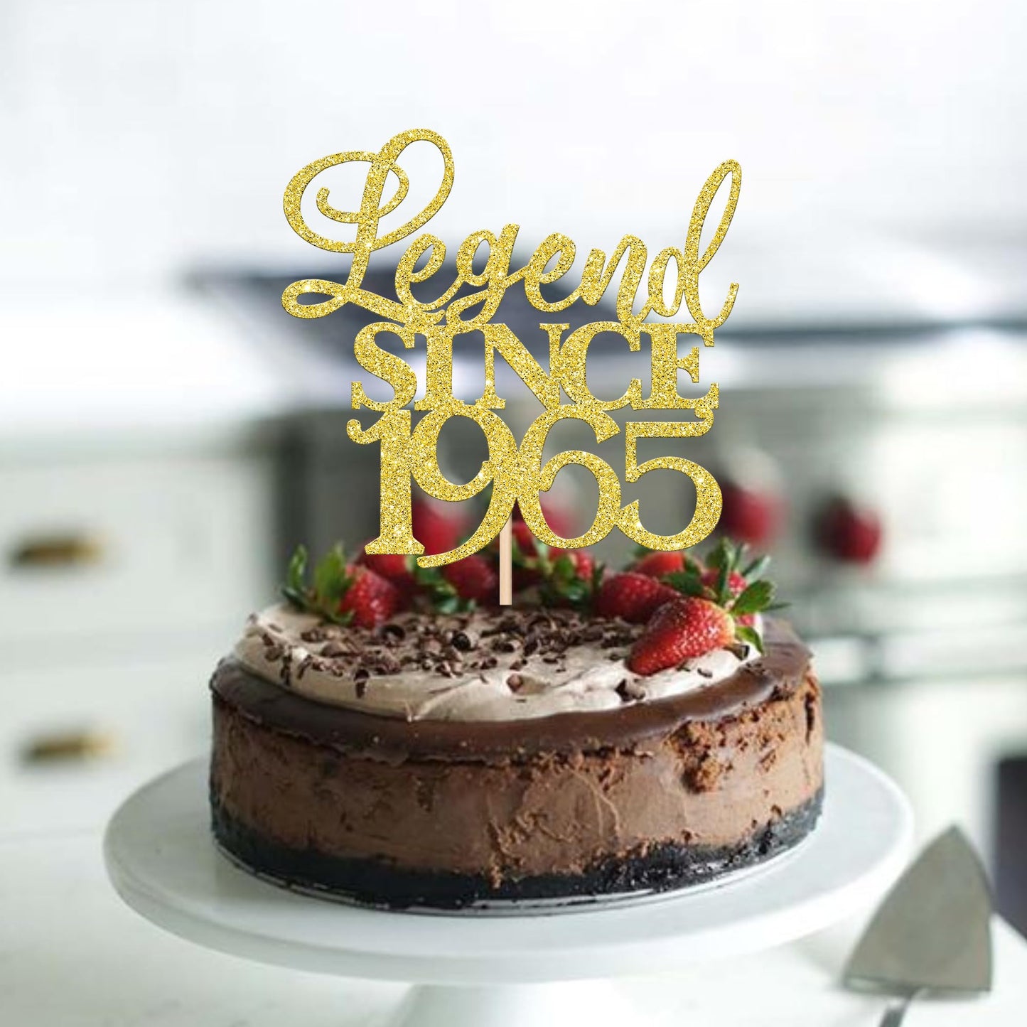 Rssta i Cake Topper - Legend Since 1963, Gold Glitter, for 60th Birthday and Anniversary Parties, Model XM310-gold 1963